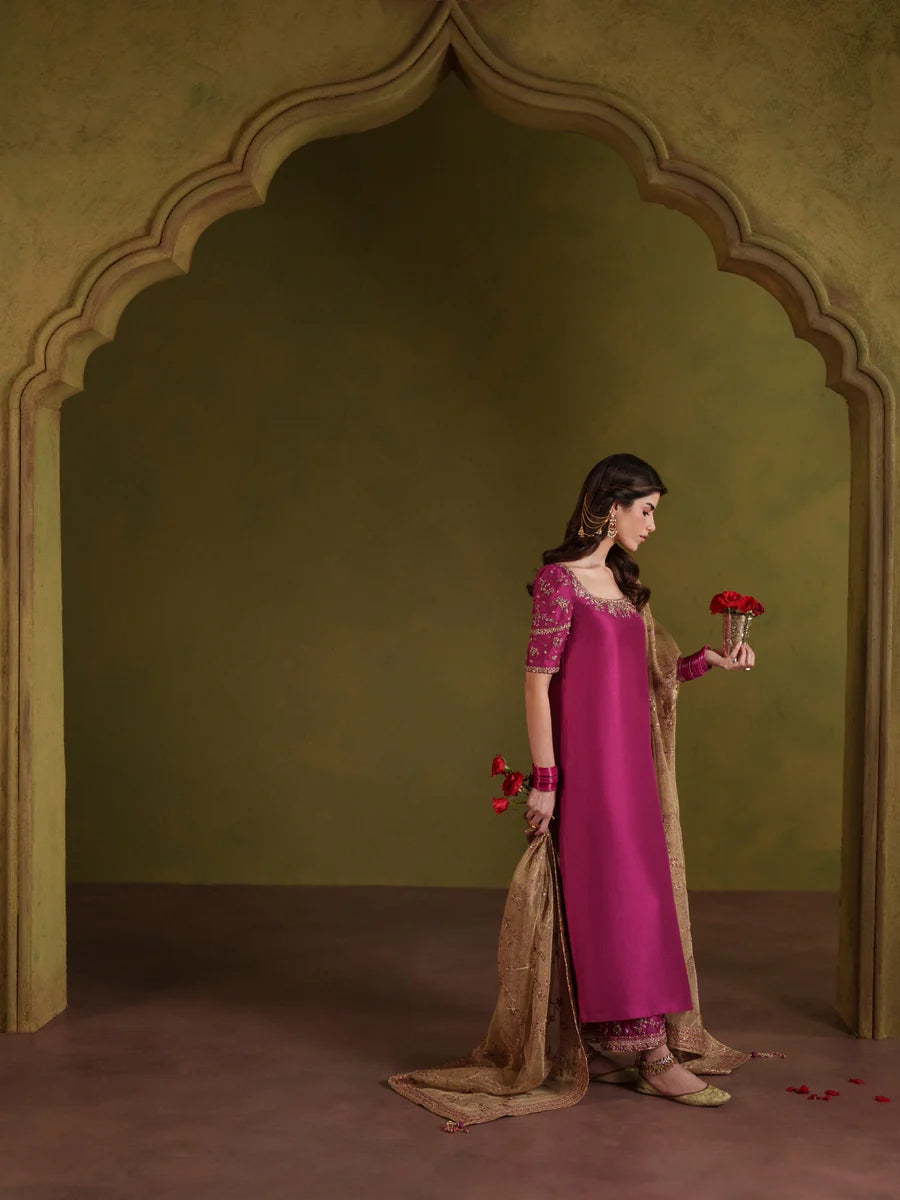 Faiza Saqlain | 3 Piece Unstitched Embroidered Tussle Silk | Kissa