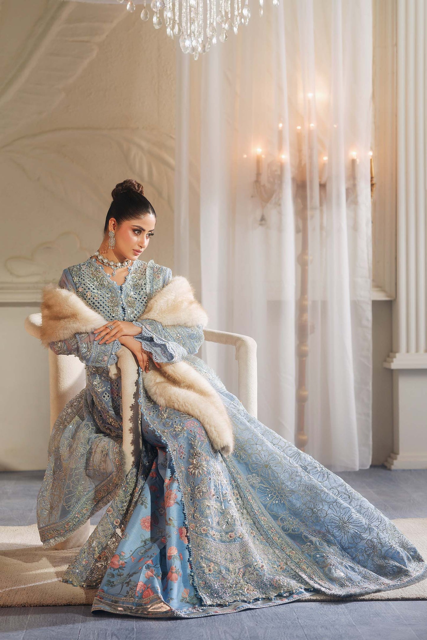 Maryam Hussain | 3 Piece Unstitched Embroidered Organza | Zuri