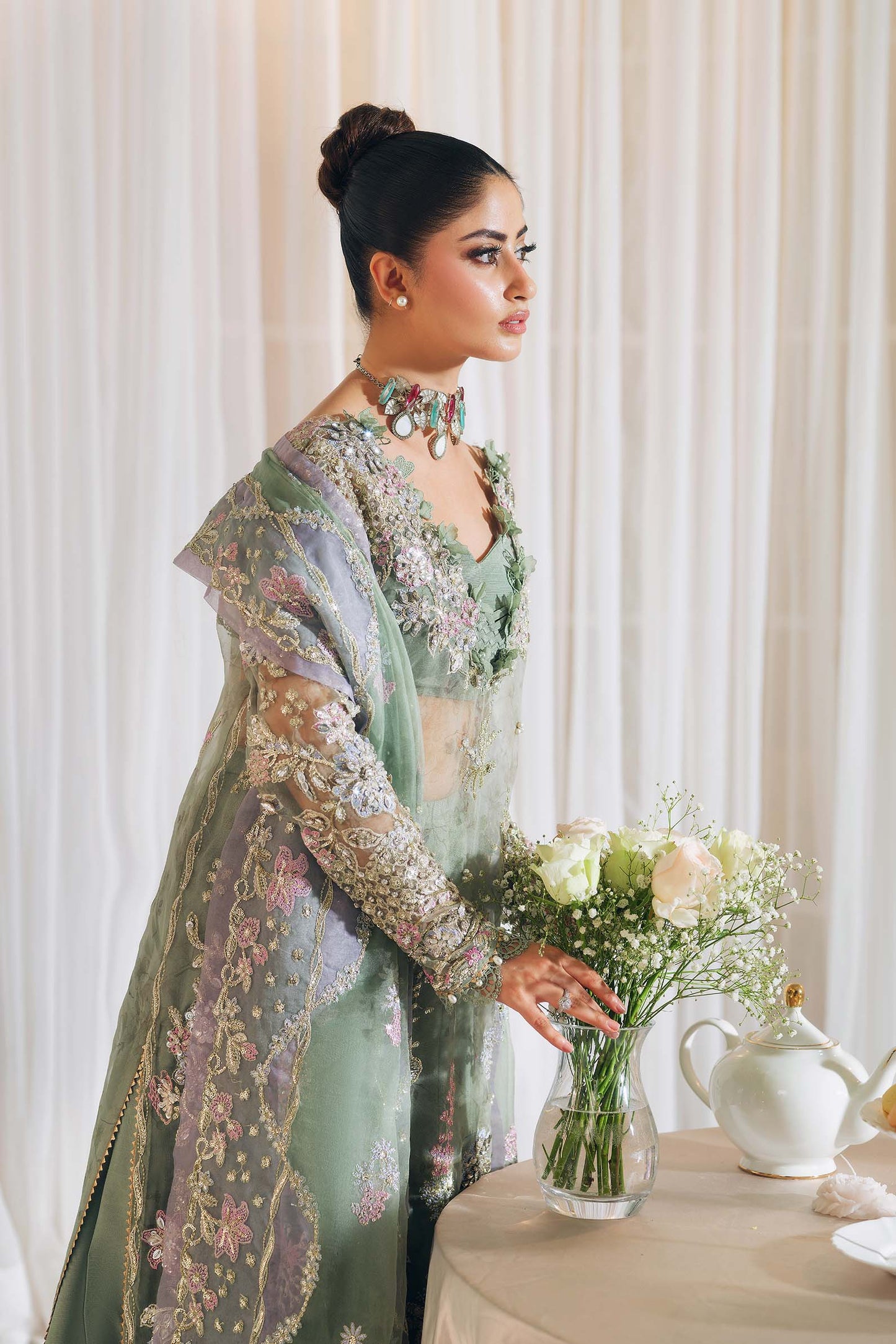 Maryam Hussain | 3 Piece Unstitched Embroidered Organza | Janan
