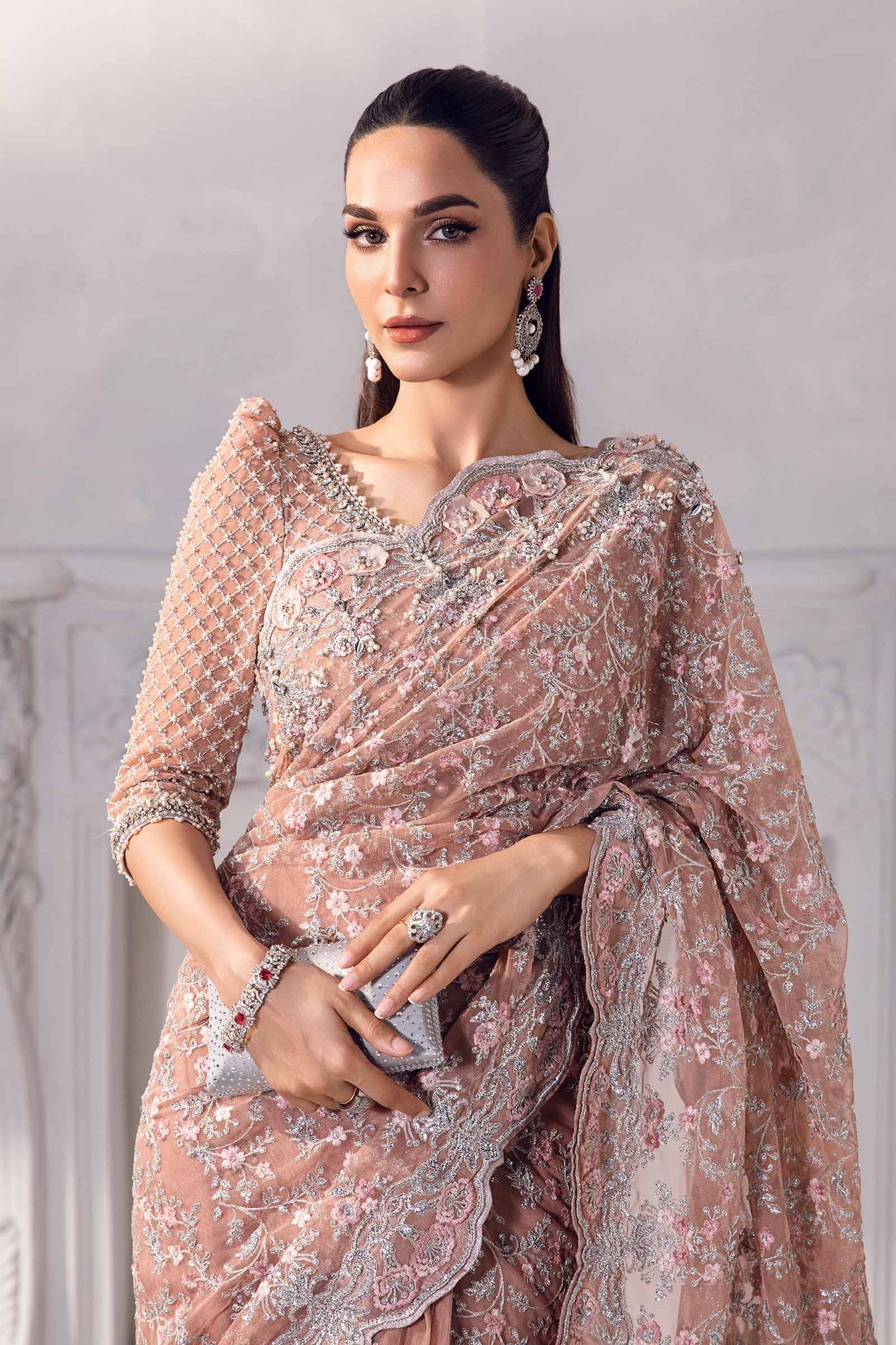 Maria B. | 3 Piece Unstitched Embroidered Saree | MC-1011-A