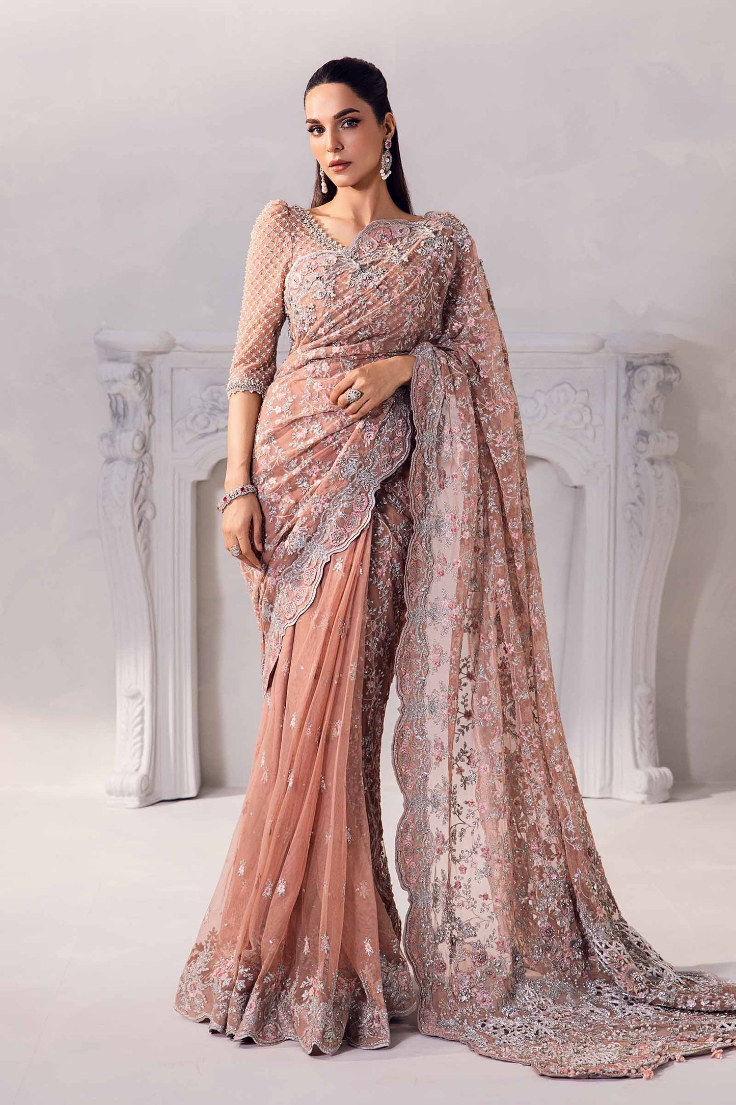 Maria B. | 3 Piece Unstitched Embroidered Saree | MC-1011-A