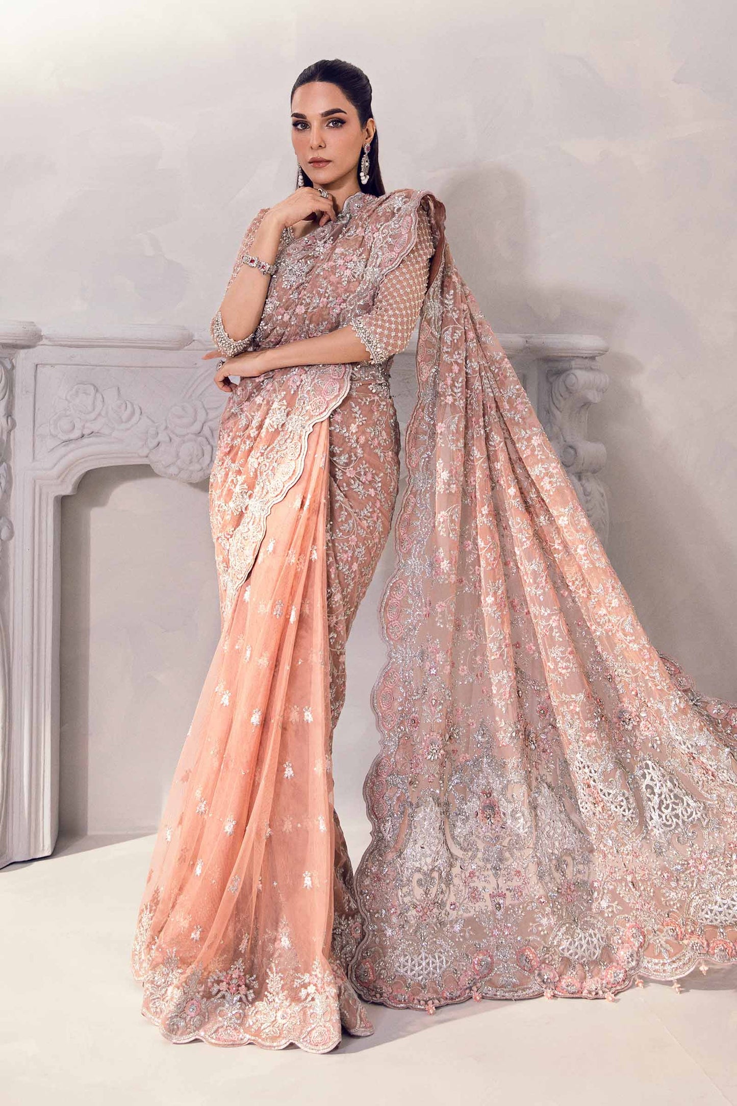 Maria B. | 3 Piece Unstitched Embroidered Saree | MC-1011-A