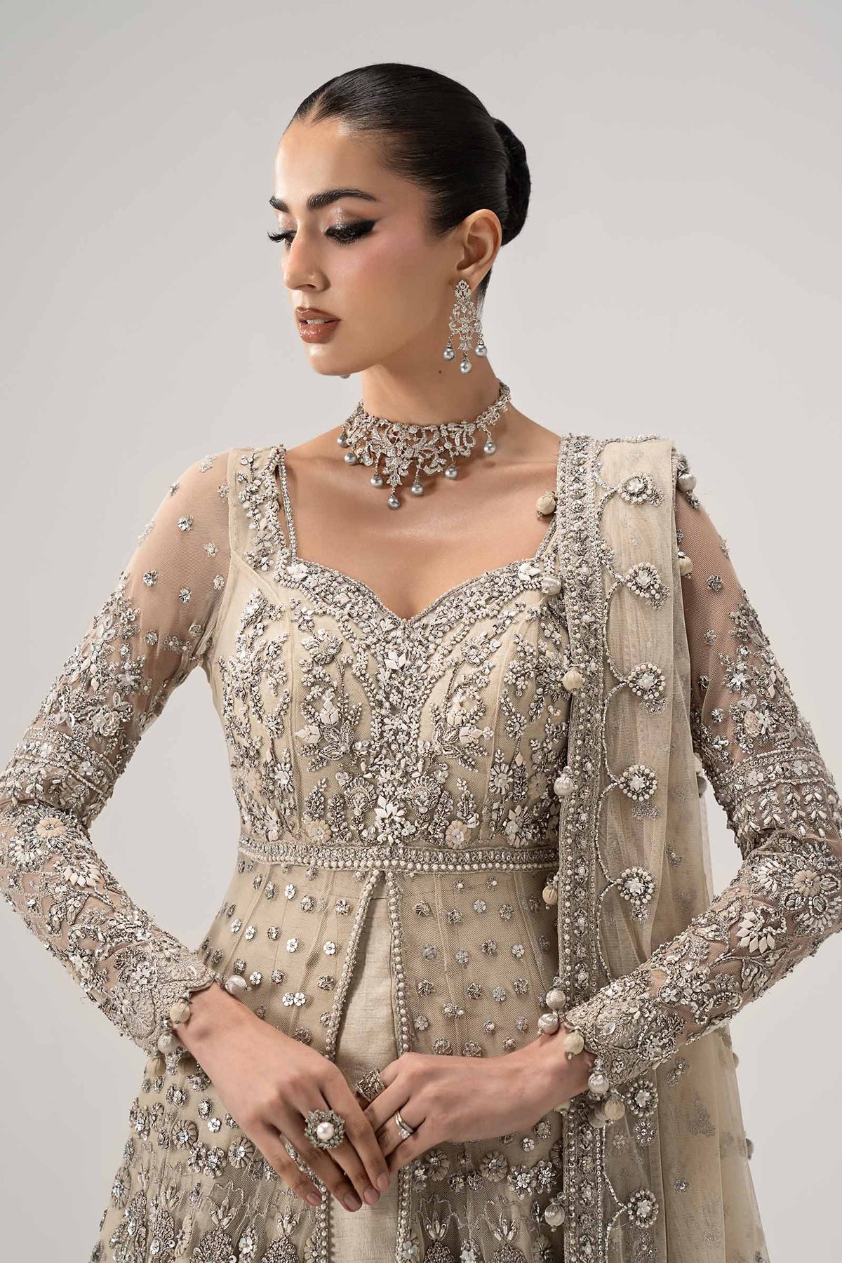 3 Piece Unstitched Embroidered Raw Silk | Elaria MC-26V1-01