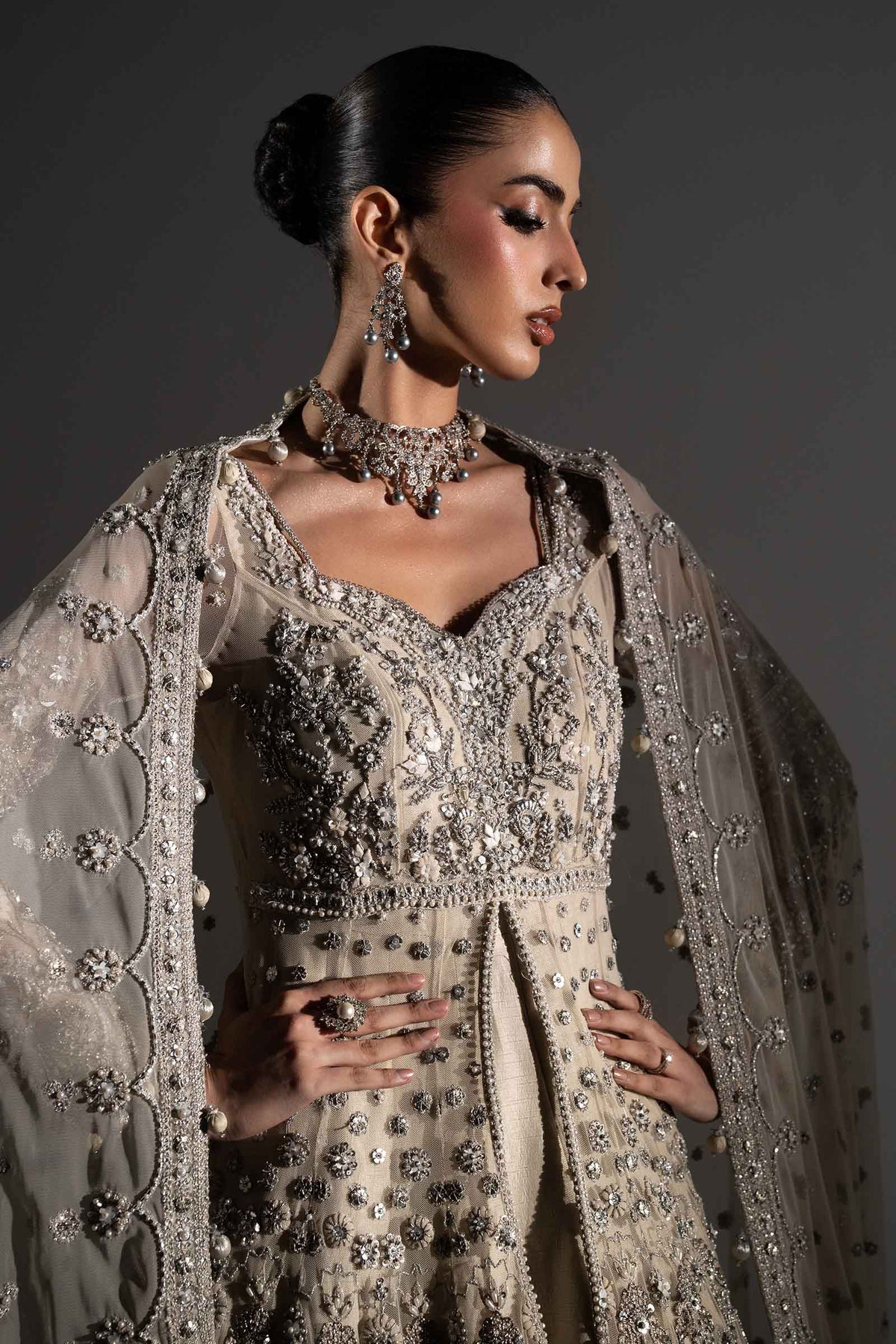 3 Piece Unstitched Embroidered Raw Silk | Elaria MC-26V1-01