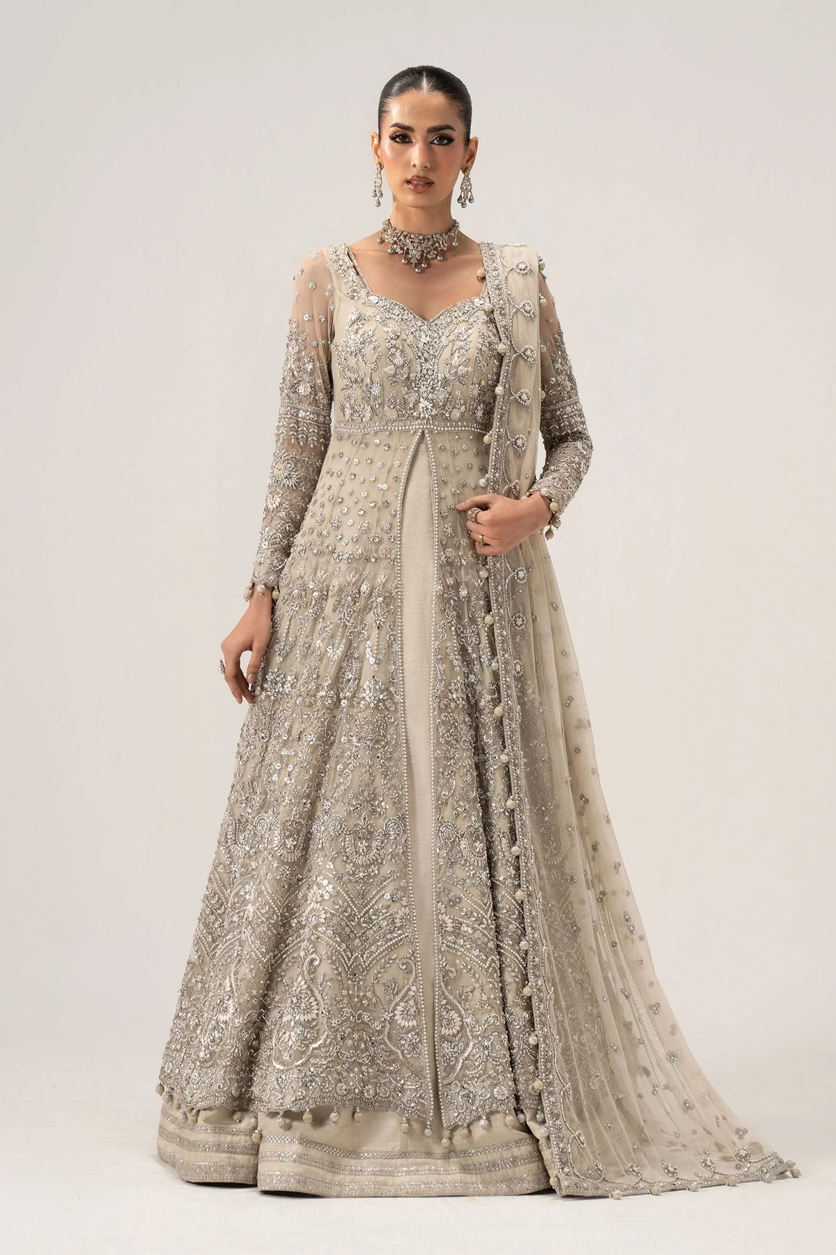 3 Piece Unstitched Embroidered Raw Silk | Elaria MC-26V1-01