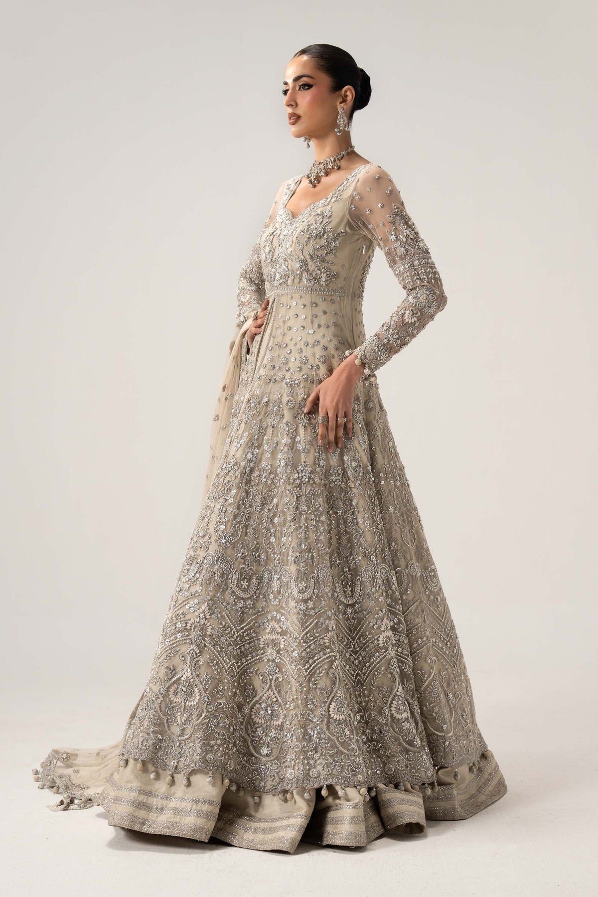 3 Piece Unstitched Embroidered Raw Silk | Elaria MC-26V1-01