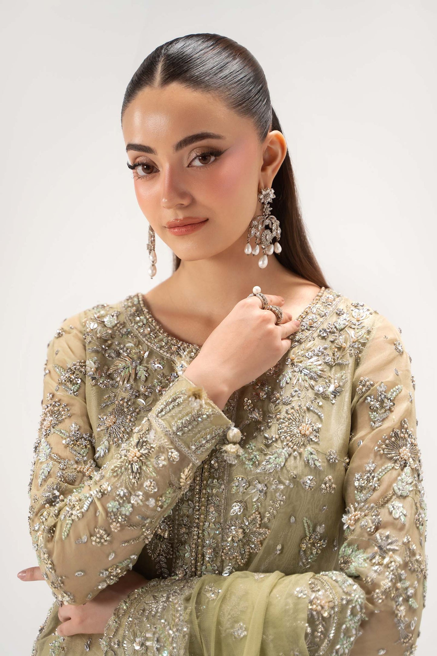 Maria B. | 3 Piece Unstitched Embroidered Silk Tissue | Serelia