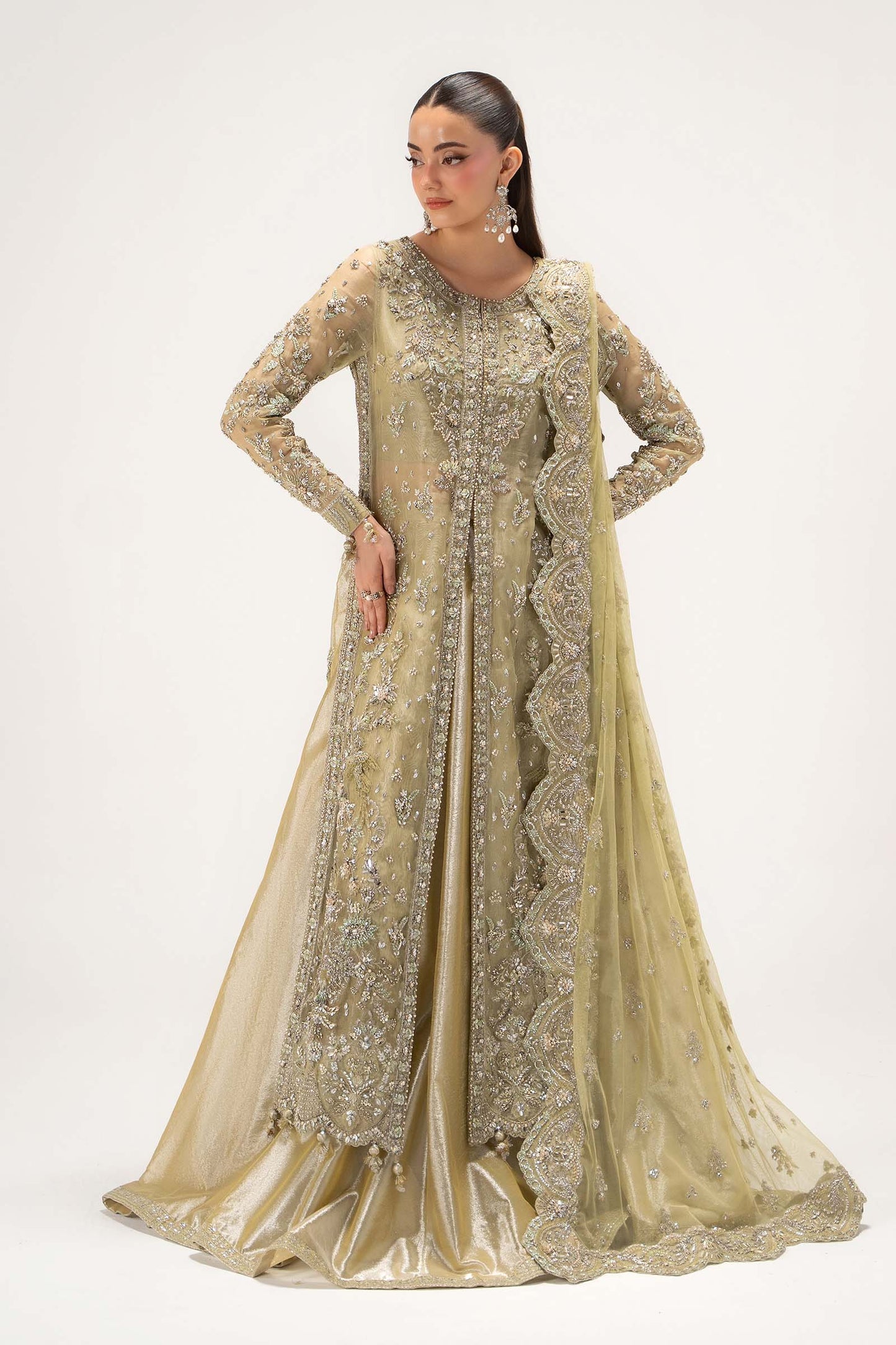 Maria B. | 3 Piece Unstitched Embroidered Silk Tissue | Serelia