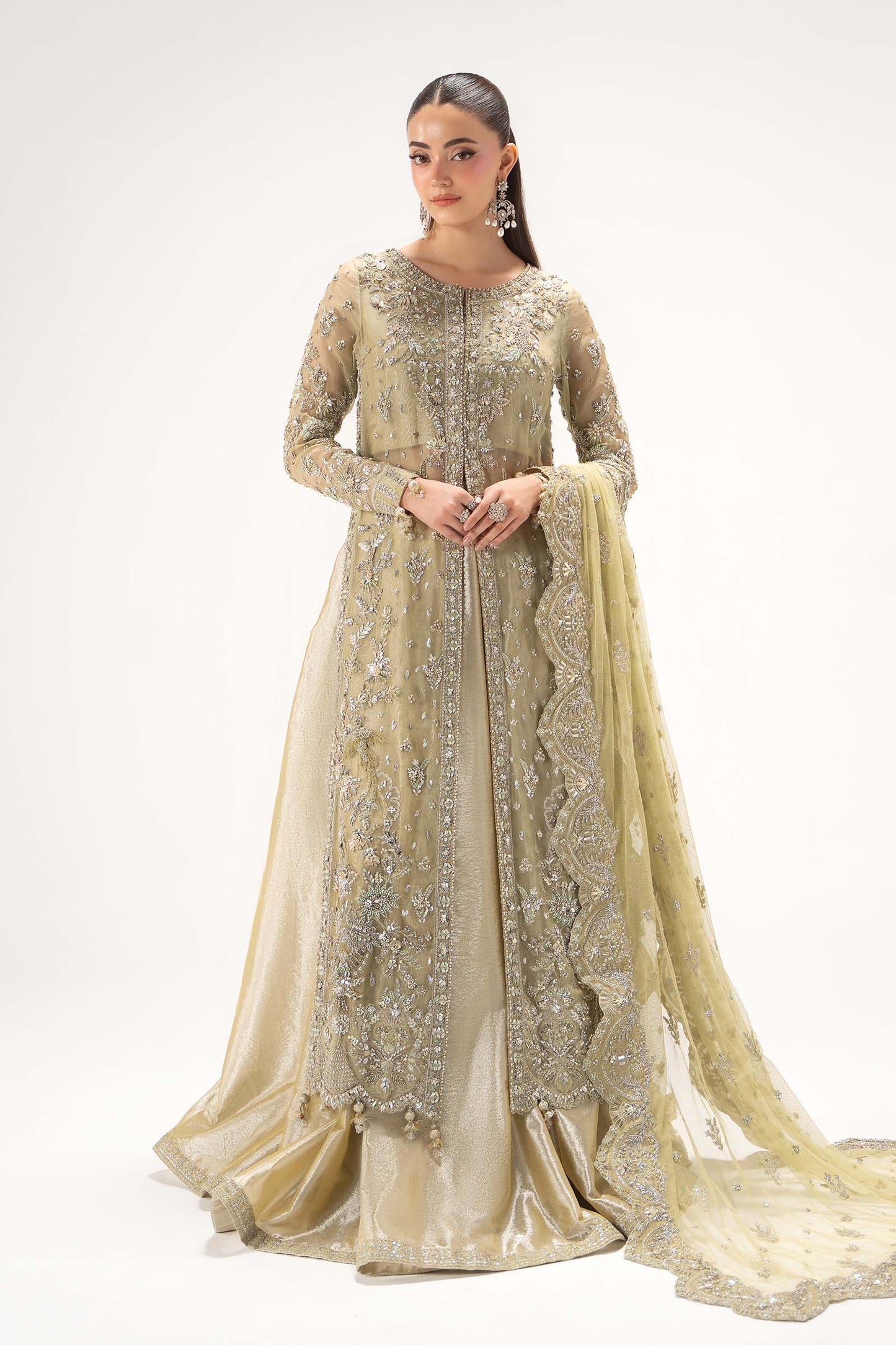 Maria B. | 3 Piece Unstitched Embroidered Silk Tissue | Serelia