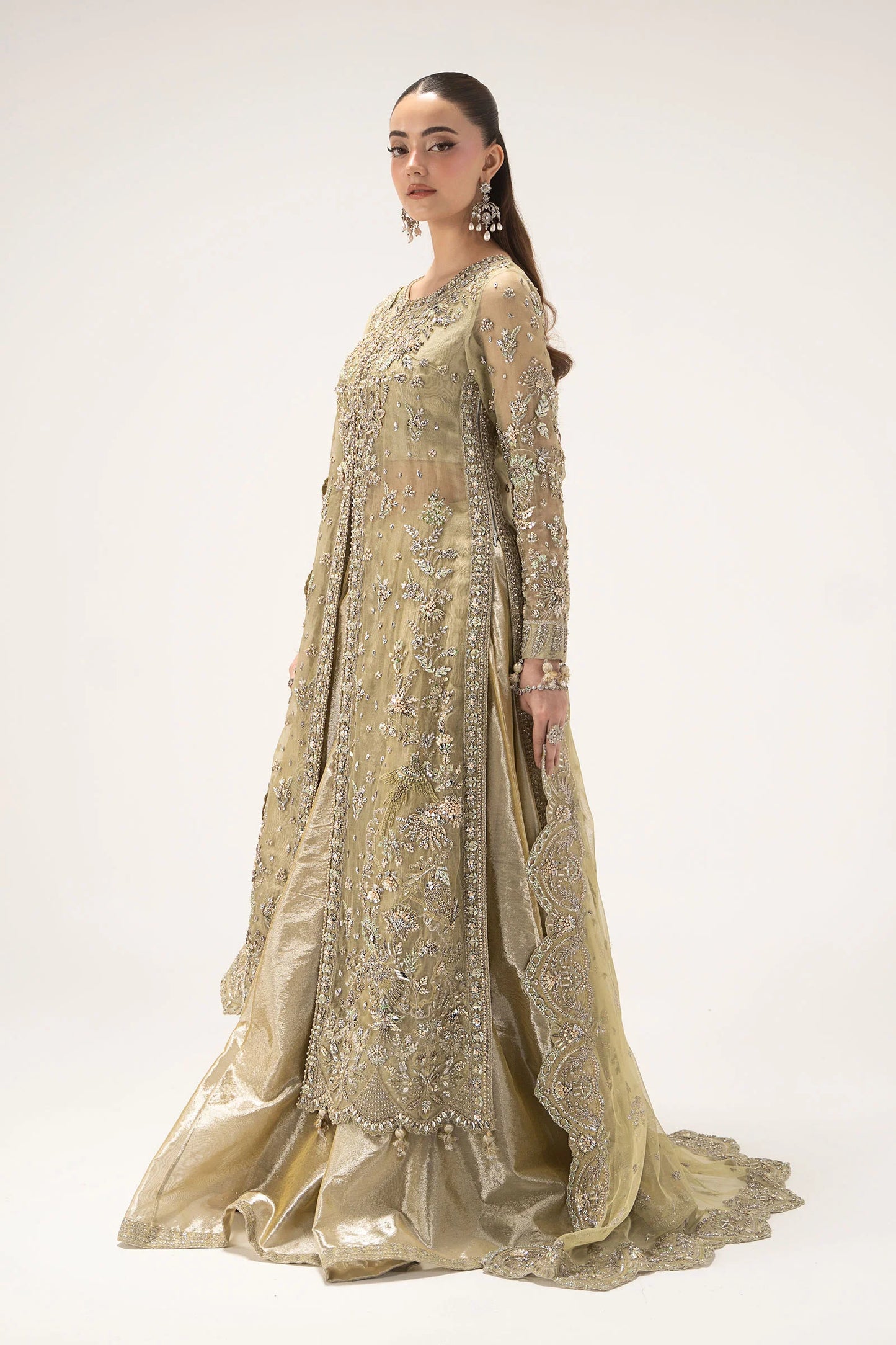 Maria B. | 3 Piece Unstitched Embroidered Silk Tissue | Serelia