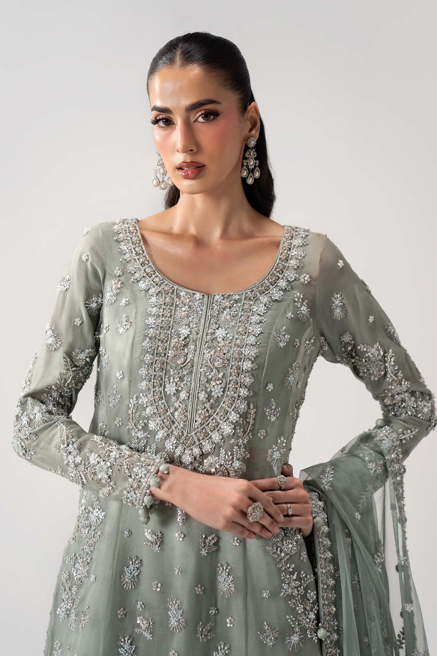 Maria B. | 3 Piece Unstitched Embroidered Organza Suite | Bissan