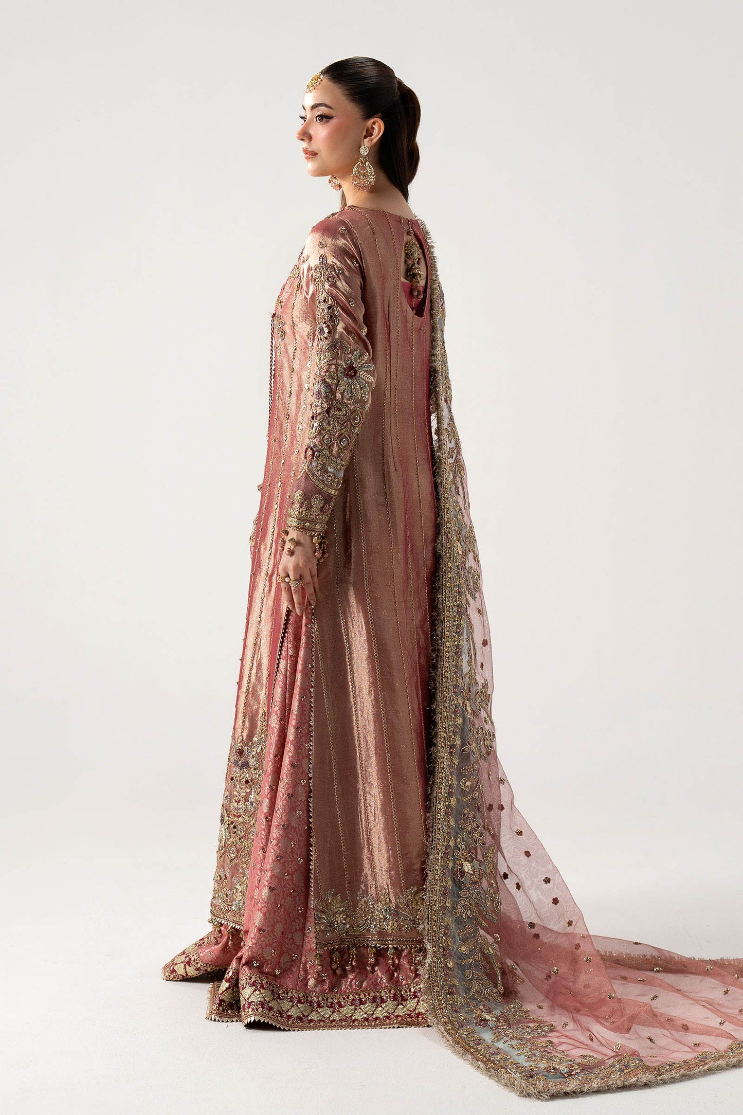 Maria B. | 3 Piece Unstitched Embroidered Tissue Silk Agrakha | Seliora