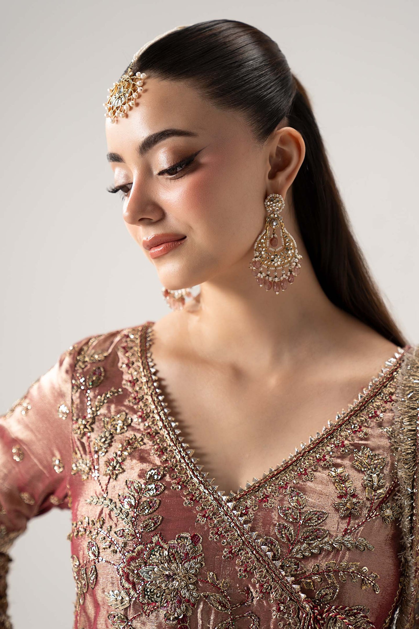 Maria B. | 3 Piece Unstitched Embroidered Tissue Silk Agrakha | Seliora