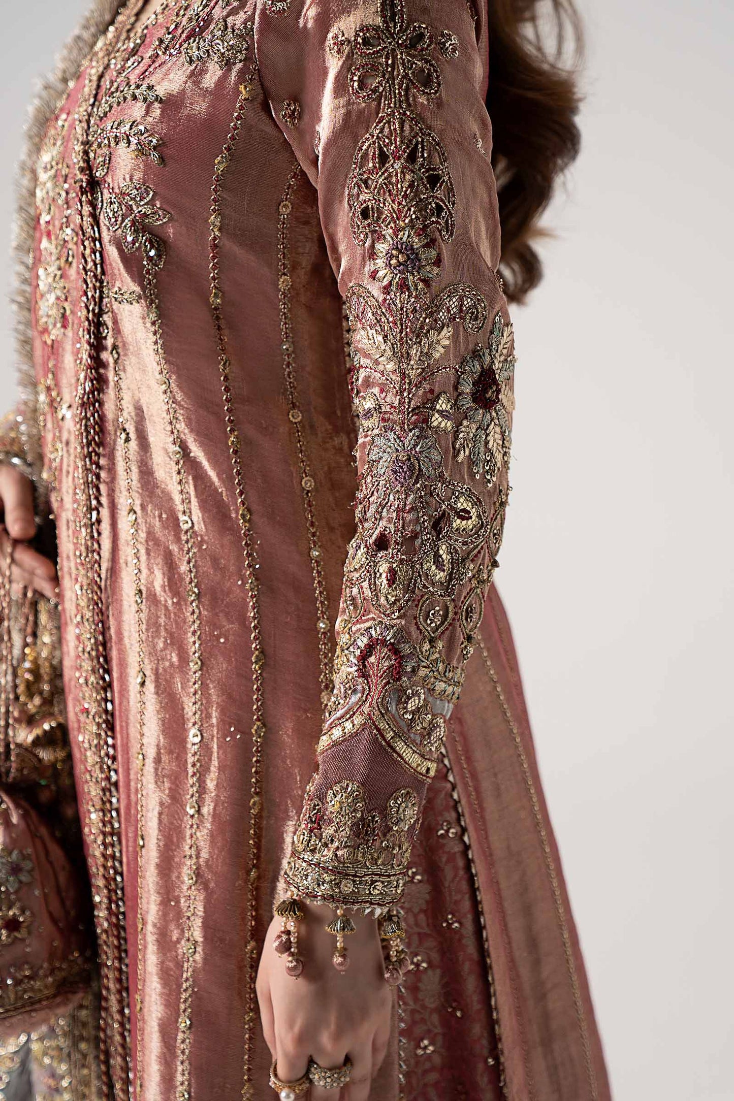Maria B. | 3 Piece Unstitched Embroidered Tissue Silk Agrakha | Seliora