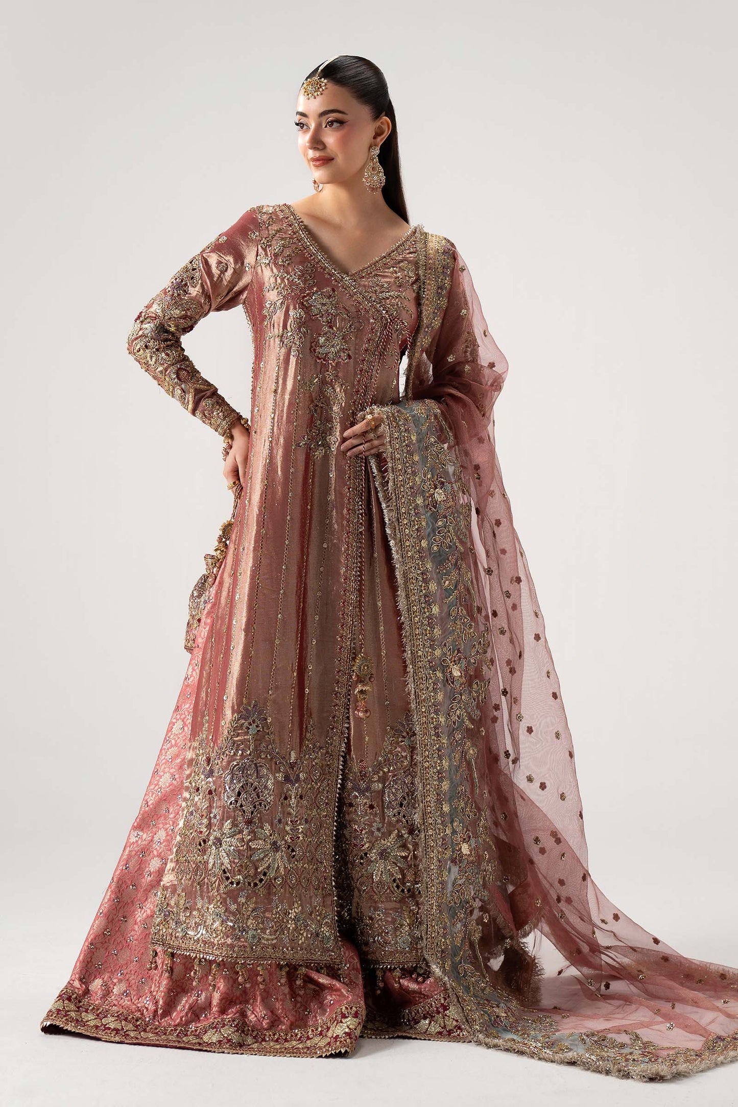 Maria B. | 3 Piece Unstitched Embroidered Tissue Silk Agrakha | Seliora