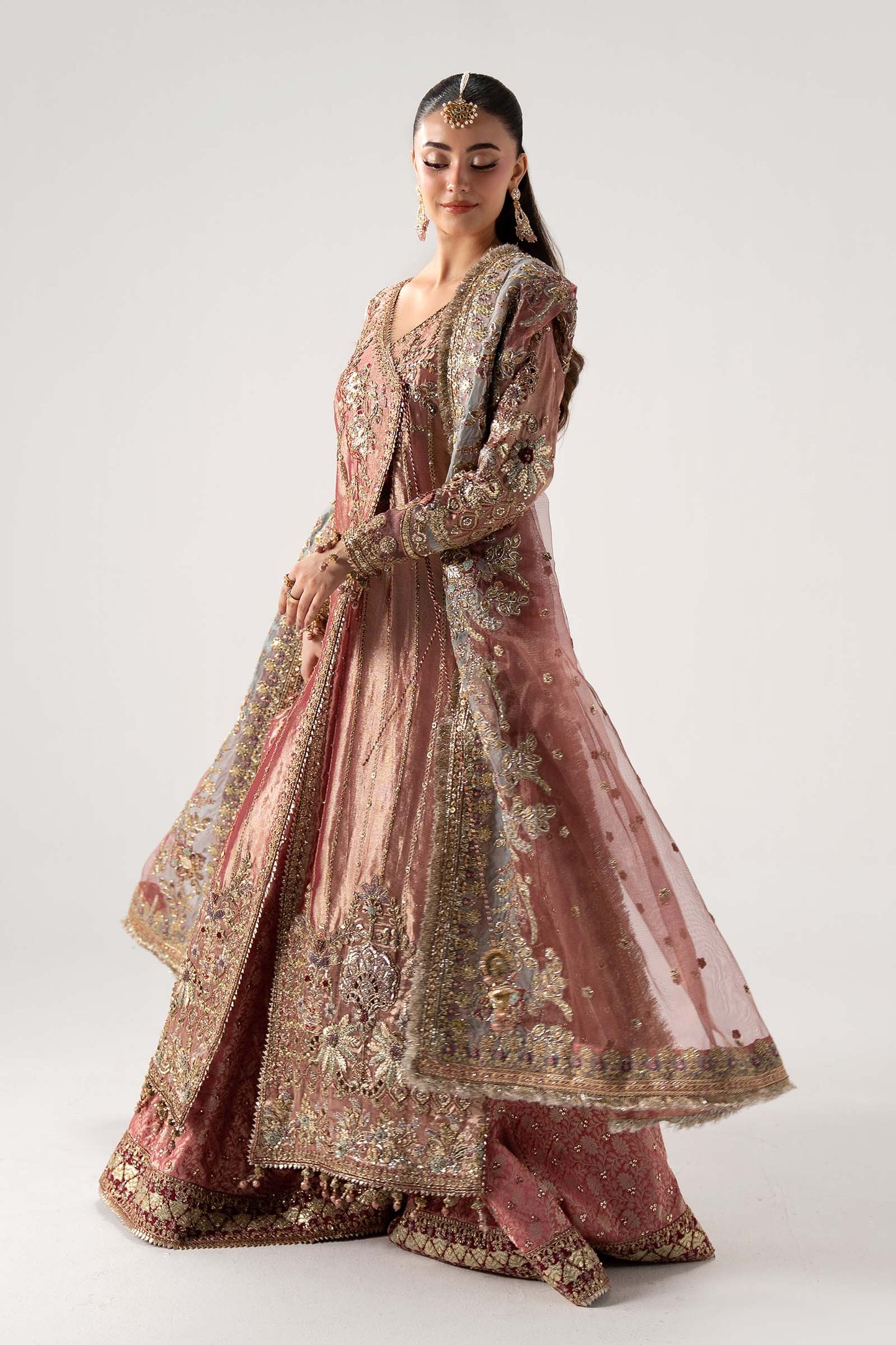 Maria B. | 3 Piece Unstitched Embroidered Tissue Silk Agrakha | Seliora