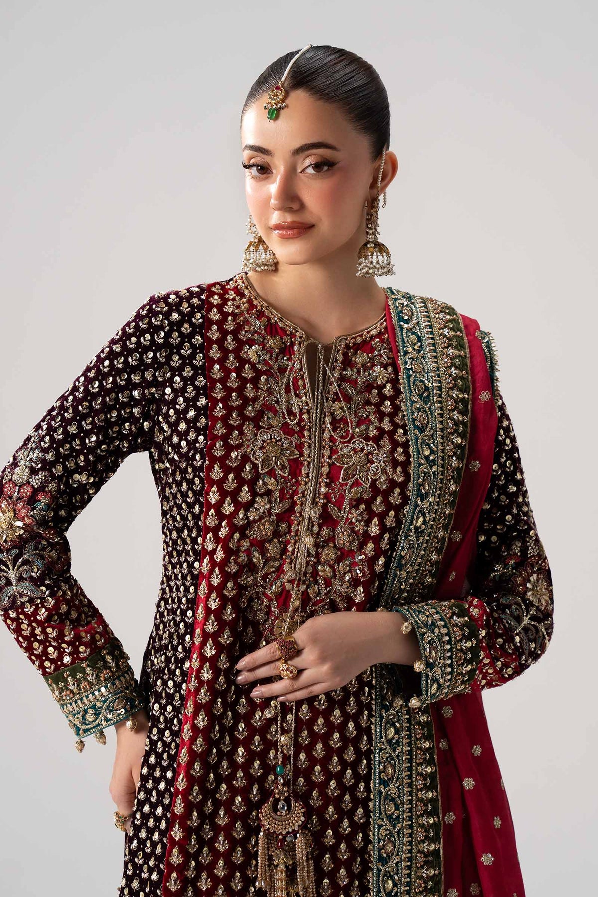Maria B. | 3 Piece Unstitched Embroidered Tissue silk Sharara | Yarizeh