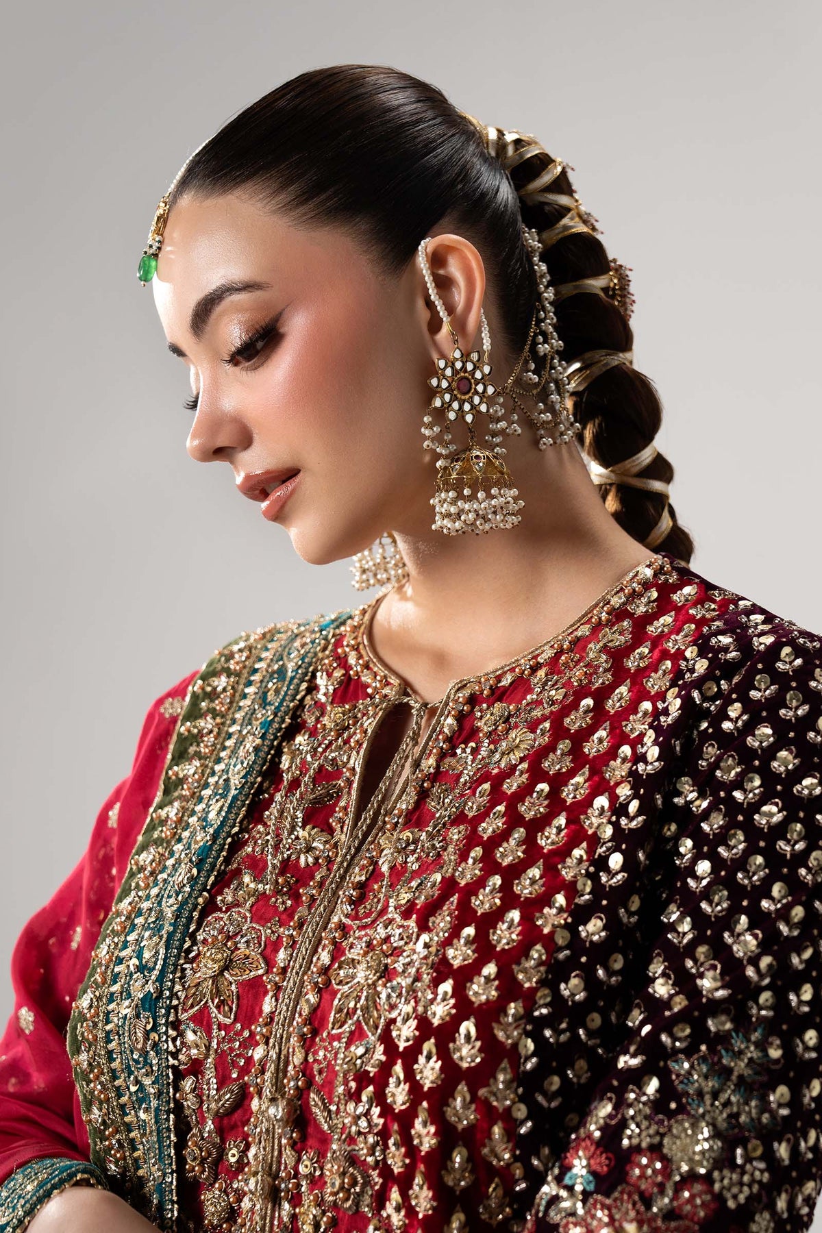 Maria B. | 3 Piece Unstitched Embroidered Tissue silk Sharara | Yarizeh