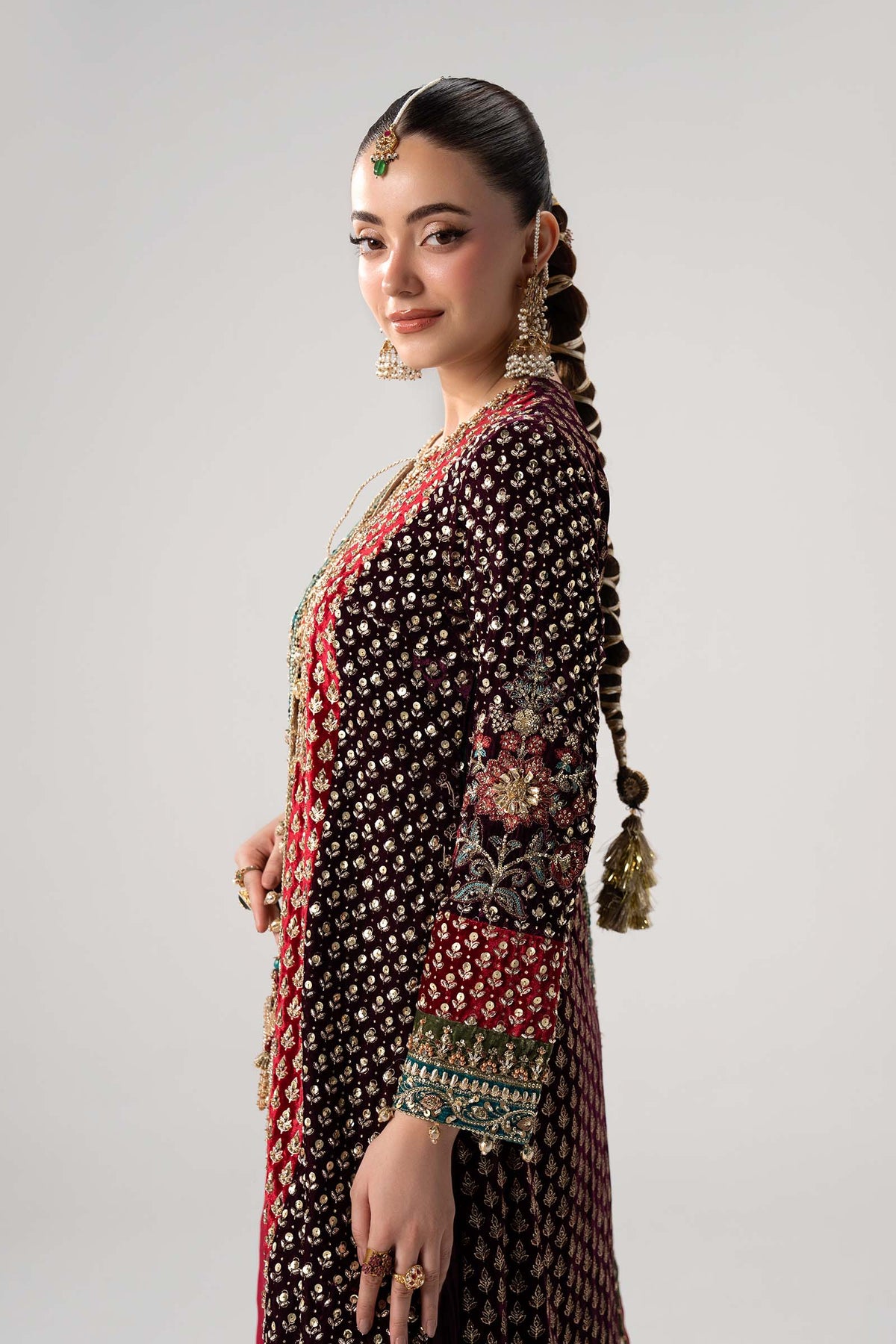 Maria B. | 3 Piece Unstitched Embroidered Tissue silk Sharara | Yarizeh