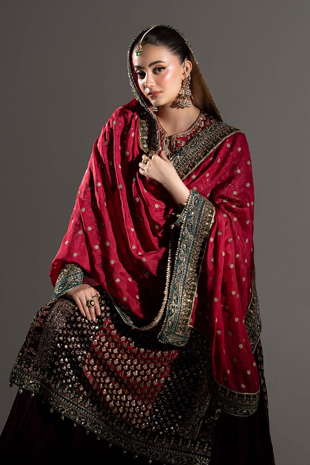 Maria B. | 3 Piece Unstitched Embroidered Tissue silk Sharara | Yarizeh