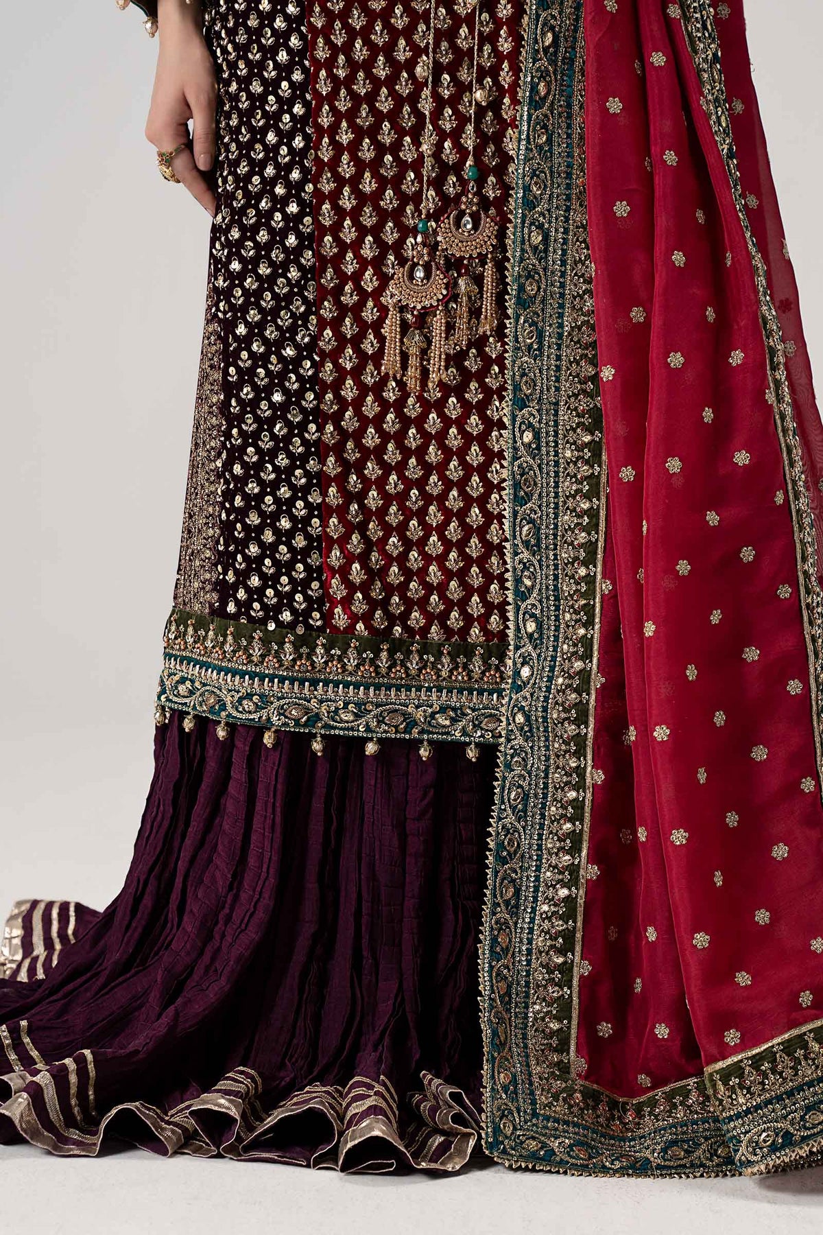 Maria B. | 3 Piece Unstitched Embroidered Tissue silk Sharara | Yarizeh