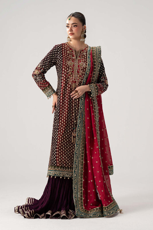 Maria B. | 3 Piece Unstitched Embroidered Tissue silk Sharara | Yarizeh