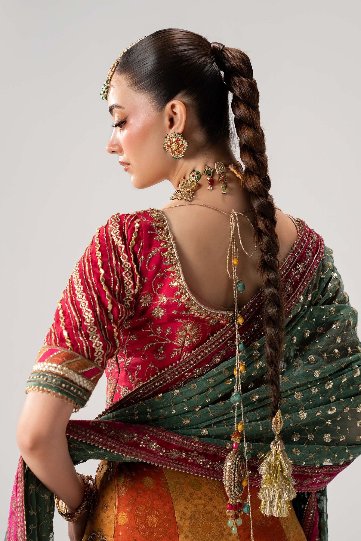 Maria B. | 3 Piece Unstitched Embroidered Jamawar Lehenga | Merjan