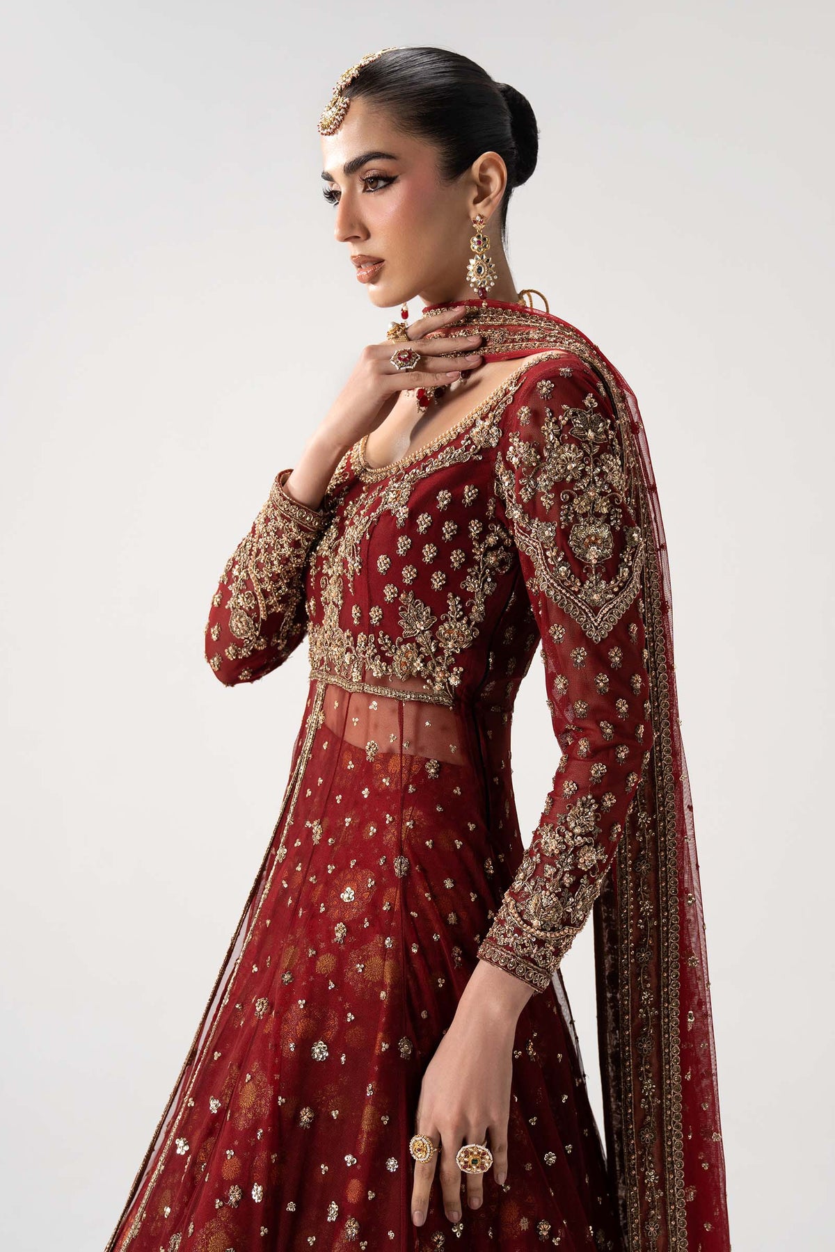 Maria B. | 3 Piece Unstitched Embroidered Net Pishwas | Bazif MC-26V1-15