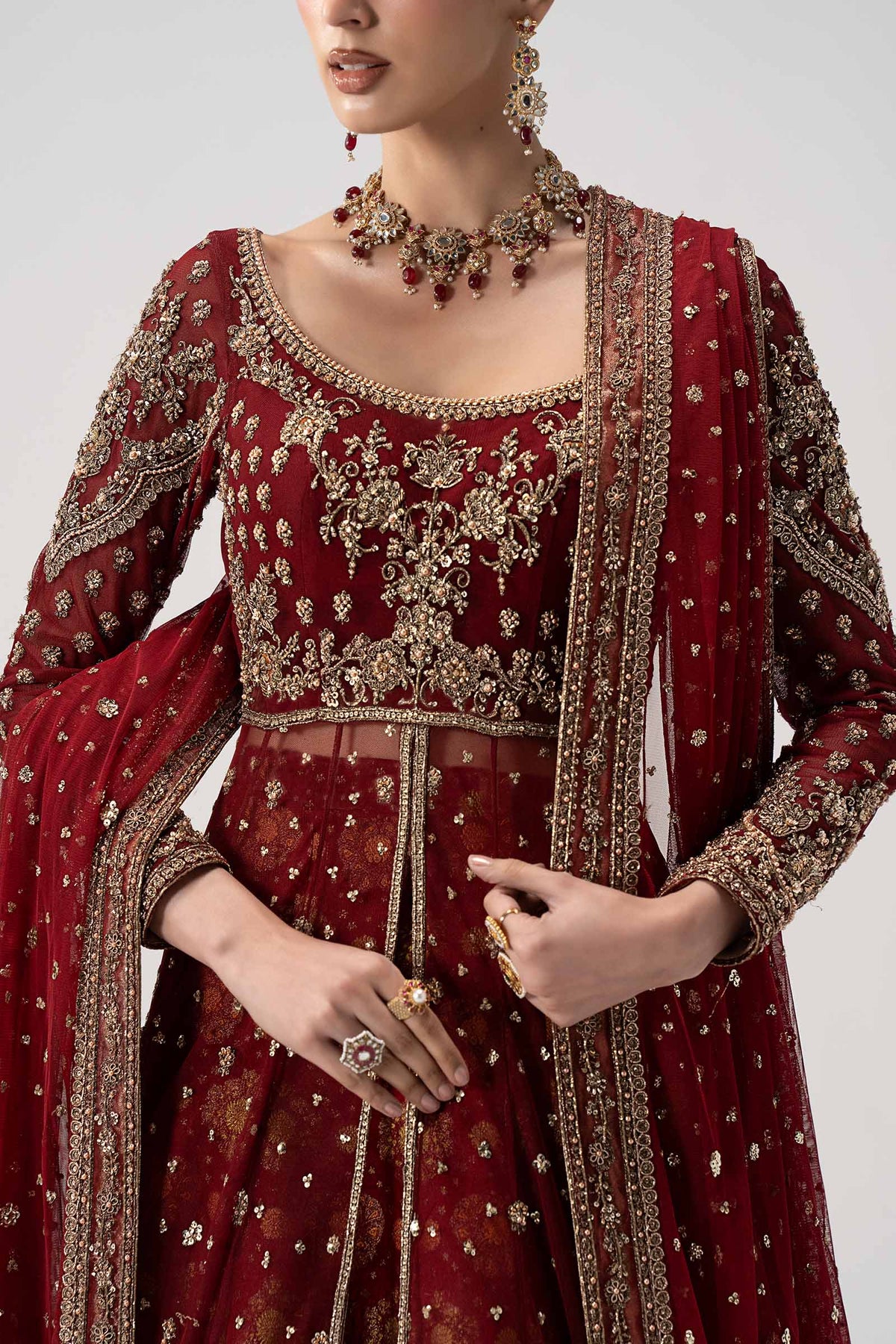 Maria B. | 3 Piece Unstitched Embroidered Net Pishwas | Bazif MC-26V1-15