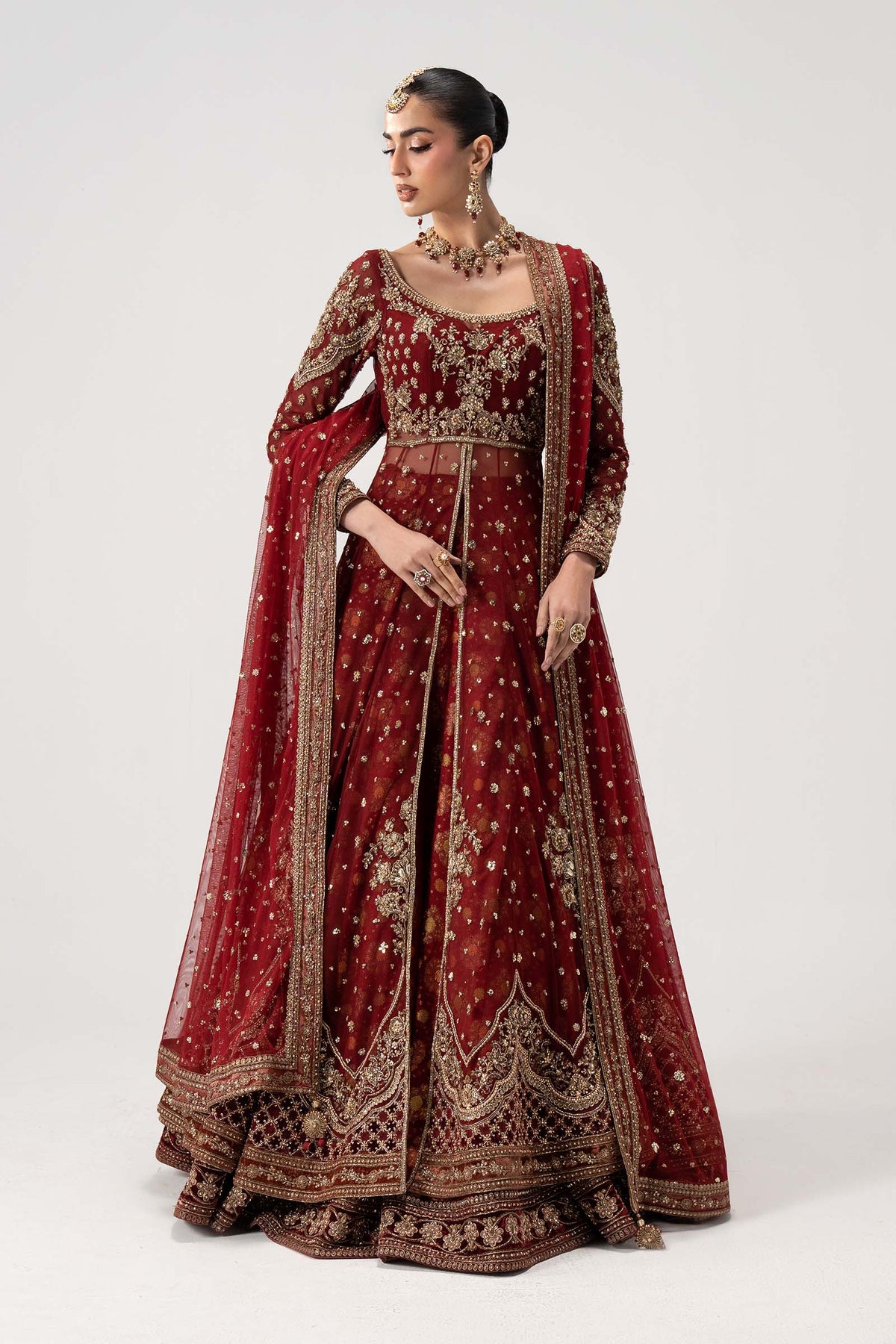 Maria B. | 3 Piece Unstitched Embroidered Net Pishwas | Bazif MC-26V1-15