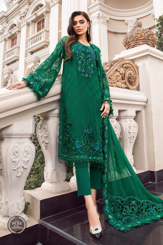 Maria B. | Unstitched Chiffon | MPC-23-108 Emerald Green