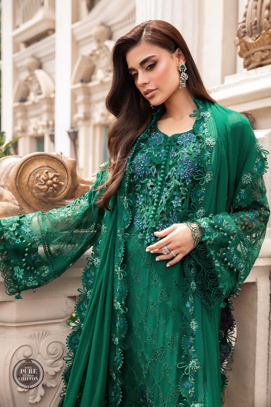 Maria B. | Unstitched Chiffon | MPC-23-108 Emerald Green