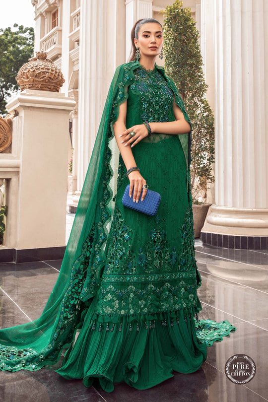 Maria B. | Unstitched Chiffon | MPC-23-108 Emerald Green