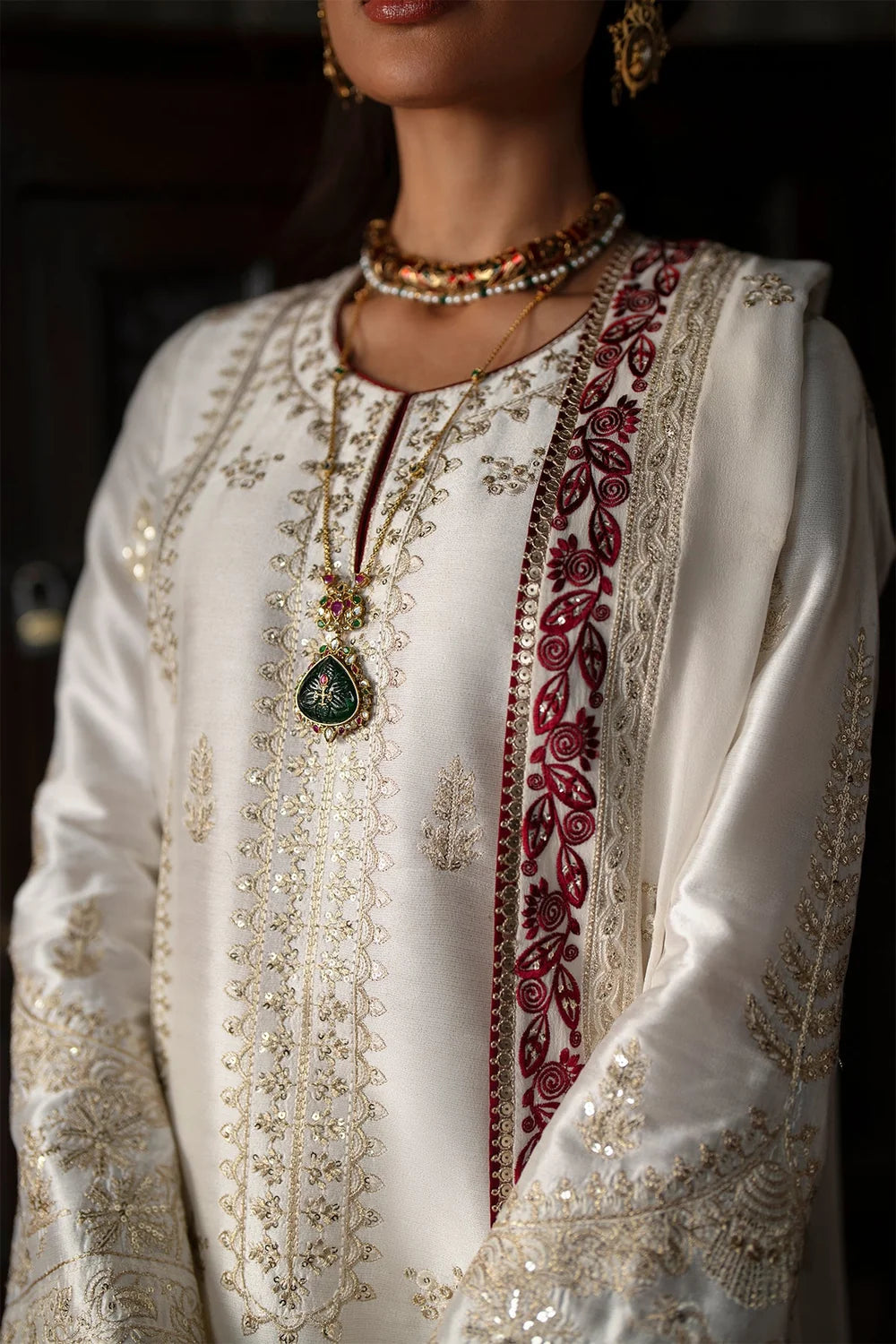 Saad Bin Shahzad | 3 Piece Unstitched Embroidered Tussle Silk | Zyra