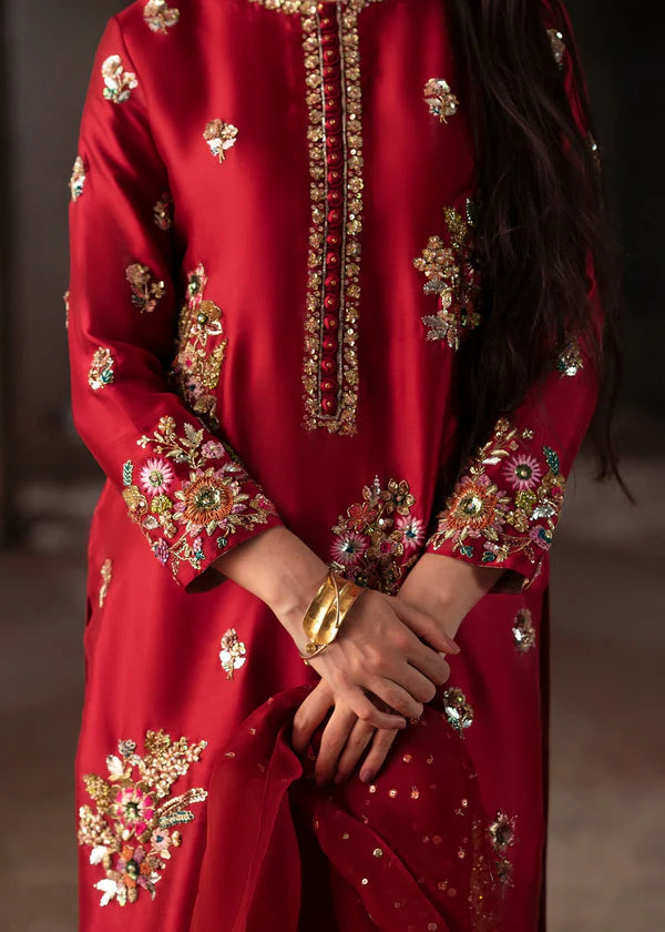 Mehak Junaid | 3 Piece Unstitched Embroidered Silk | Rosee