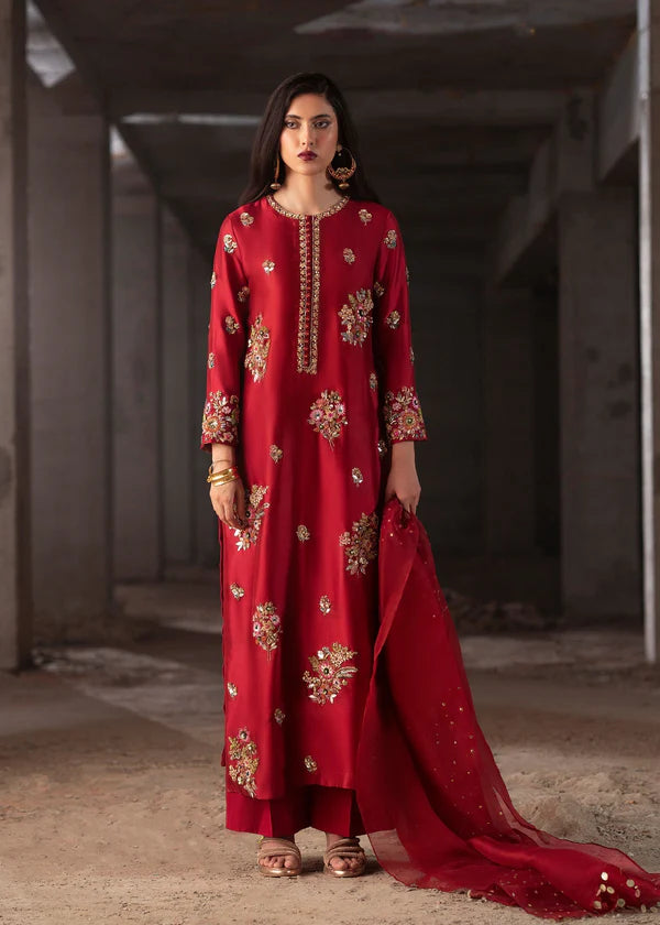 Mehak Junaid | 3 Piece Unstitched Embroidered Silk | Rosee