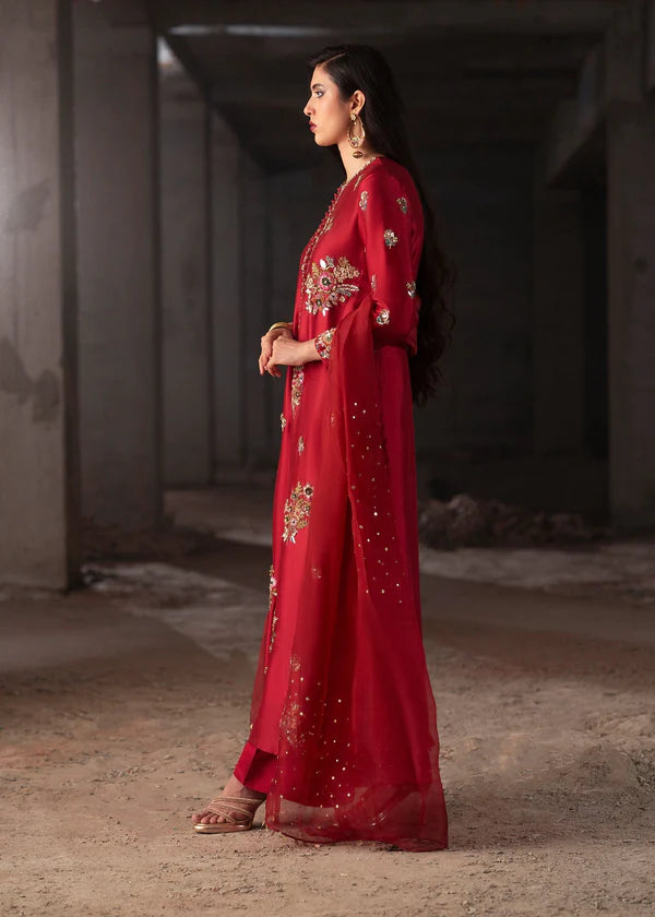 Mehak Junaid | 3 Piece Unstitched Embroidered Silk | Rosee
