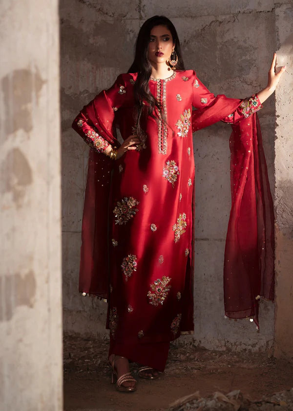 Mehak Junaid | 3 Piece Unstitched Embroidered Silk | Rosee