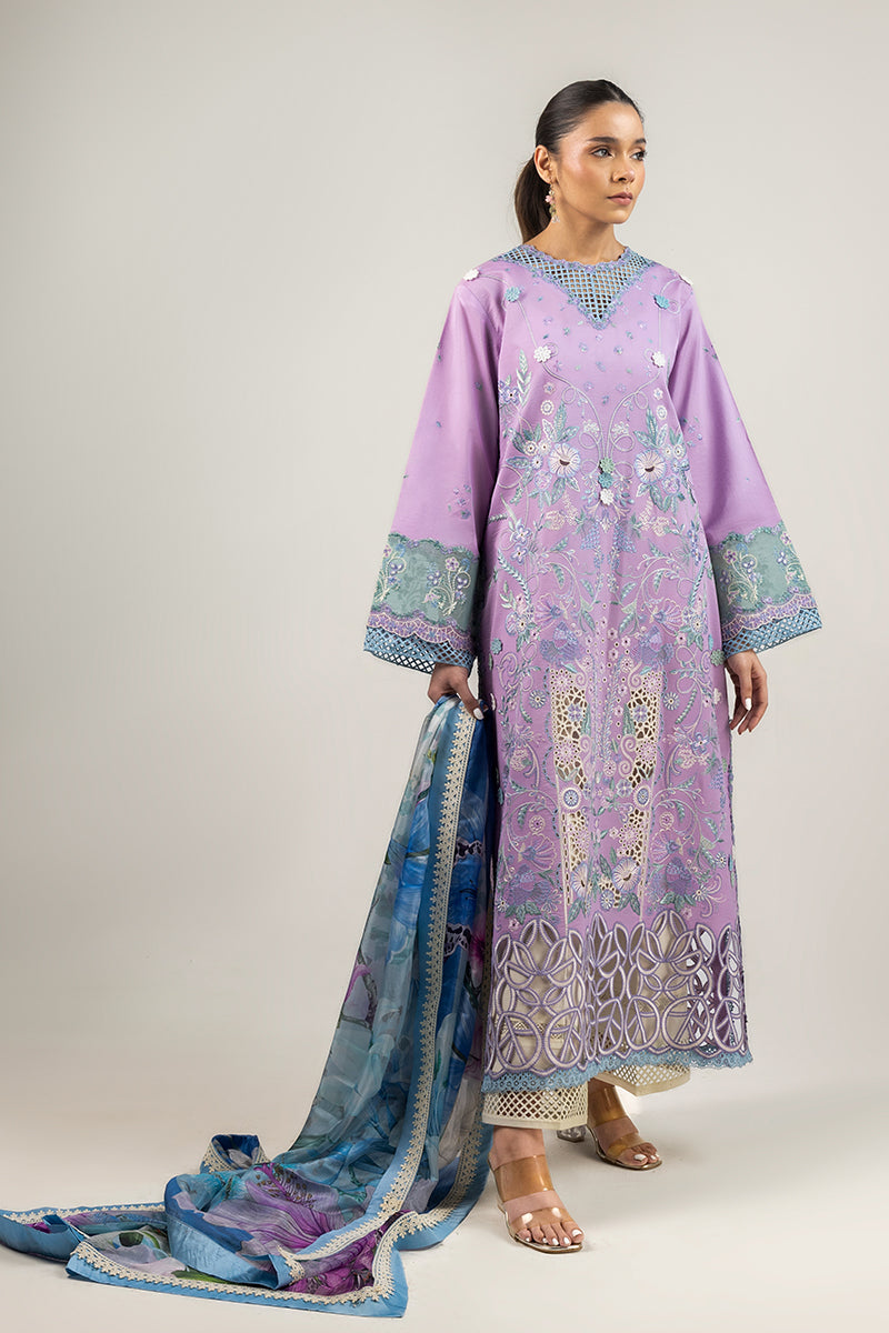 Mushq | 3 Piece Unstitched Chikan Embroidered Lawn | Glowing Pulse