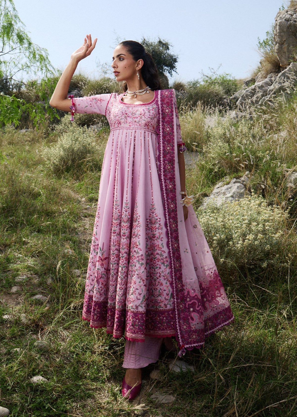 Hussain Rehar | 3 Piece Unstitched Embroidered Lawn | Marjan