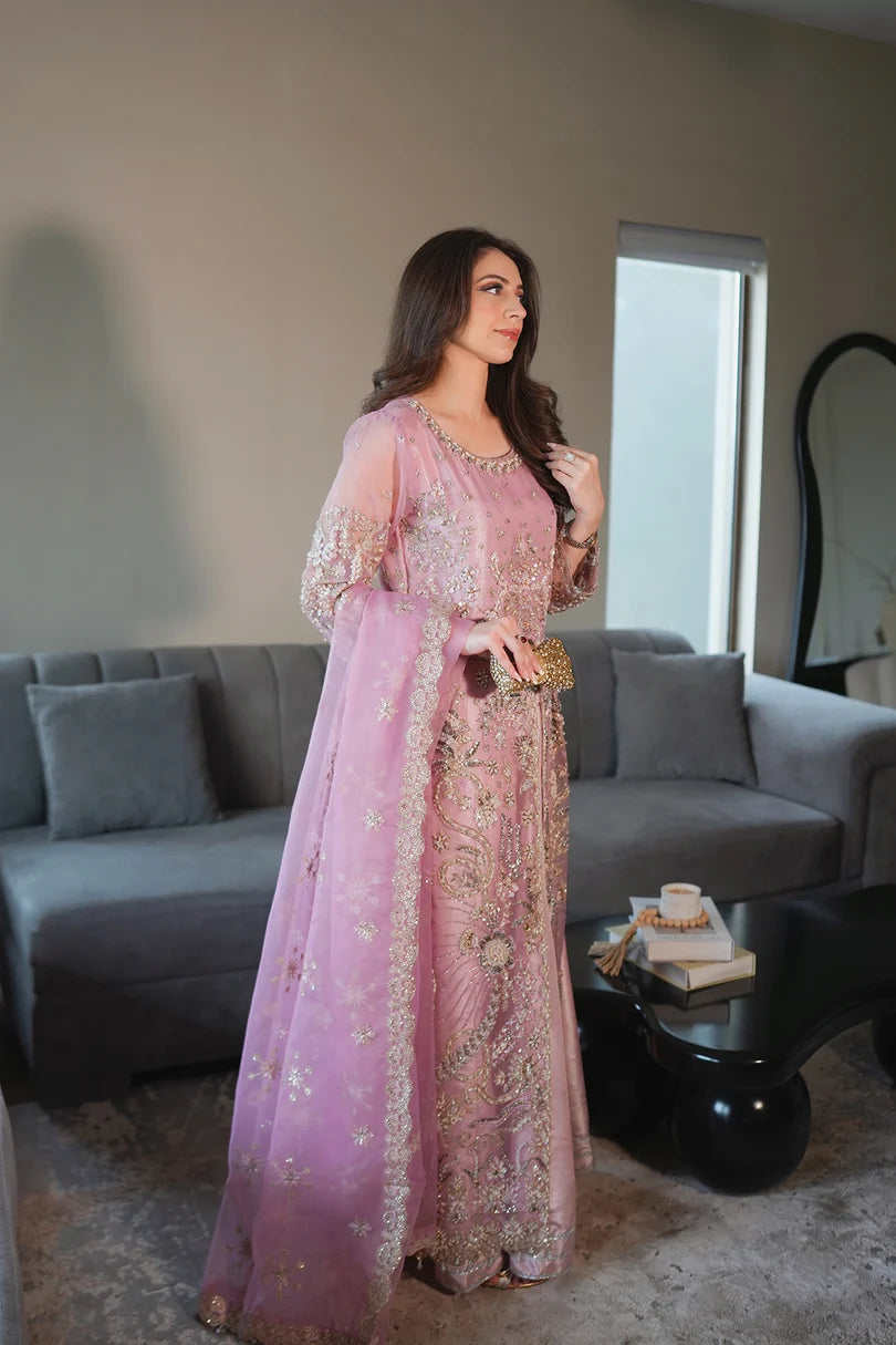 Emran Kashif | 3 Piece Unstitched Embroidered Organza Suite | Petal Grace