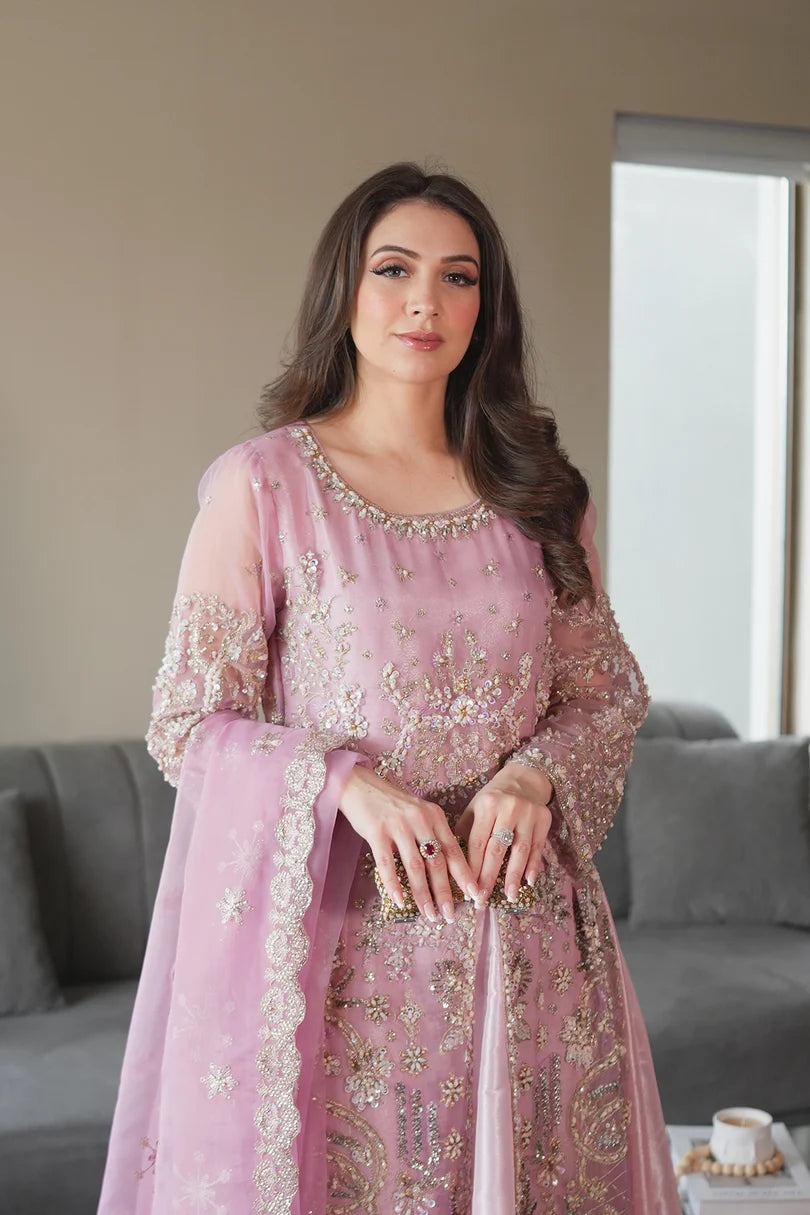 Emran Kashif | 3 Piece Unstitched Embroidered Organza Suite | Petal Grace