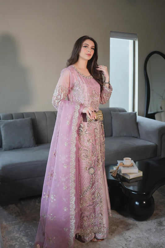 Emran Kashif | 3 Piece Unstitched Embroidered Organza Suite | Petal Grace