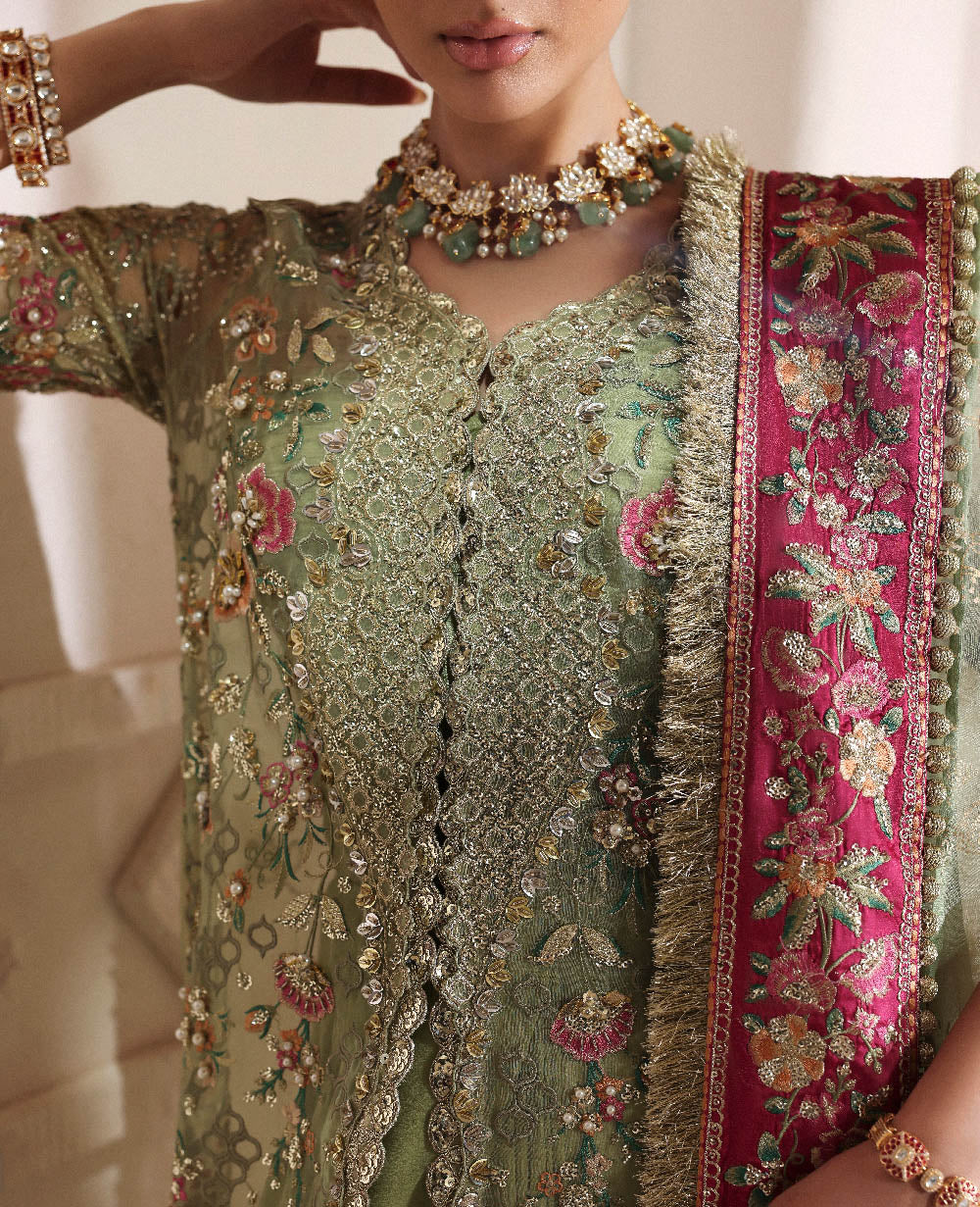 Republic Womens Wear | 3 Piece Unstitched Embroidered Organza | Eliane