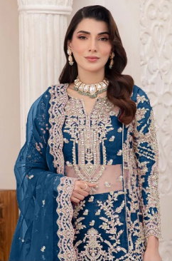 Kanwal Malik | 3 Piece Unstitched Embroidered Organza | Risha