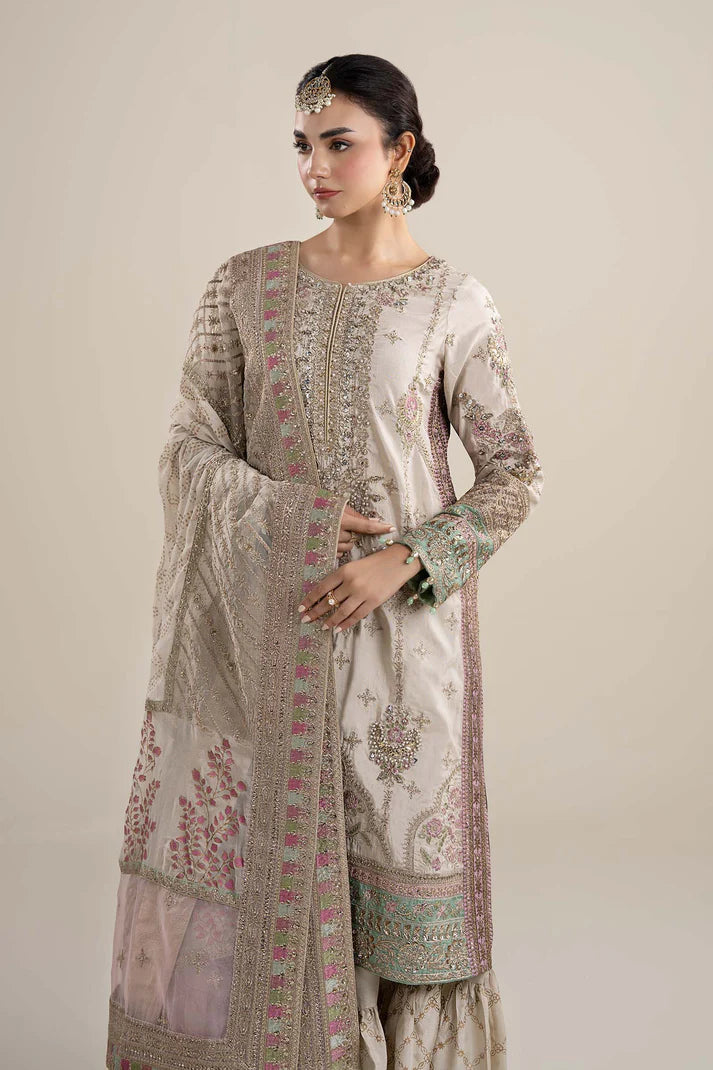 Maria B. | 3 Piece Unstitched Embroidered Raw Silk | SF-PF25-06