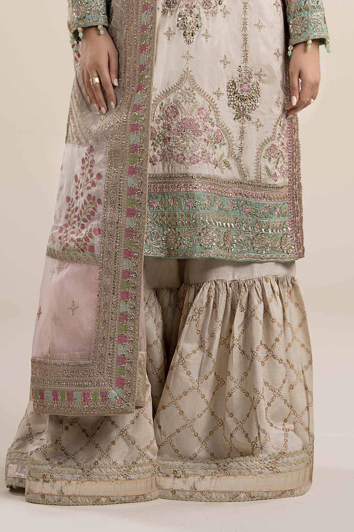 Maria B. | 3 Piece Unstitched Embroidered Raw Silk | SF-PF25-06
