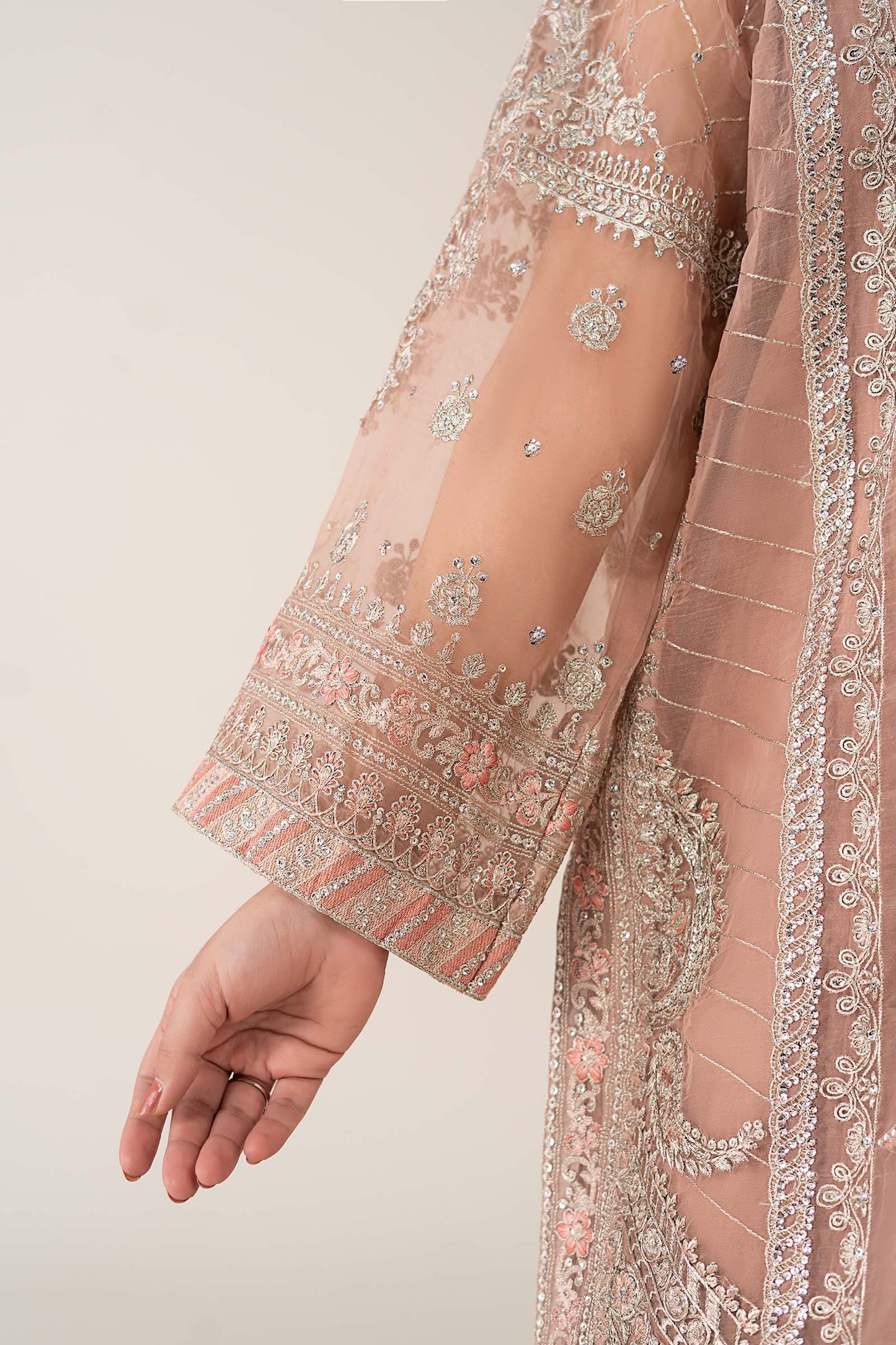Maria B. | 3 Piece Unstitched Embroidered Organza | SF-PF25-08-Peach