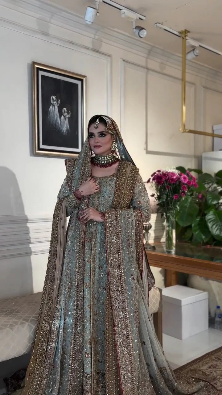 Haris Shakeel | 3 Piece Unstitched Embroidered Bridal Dress | Maharani