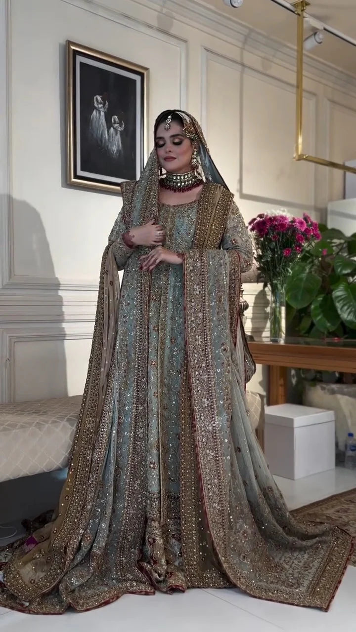 Haris Shakeel | 3 Piece Unstitched Embroidered Bridal Dress | Maharani